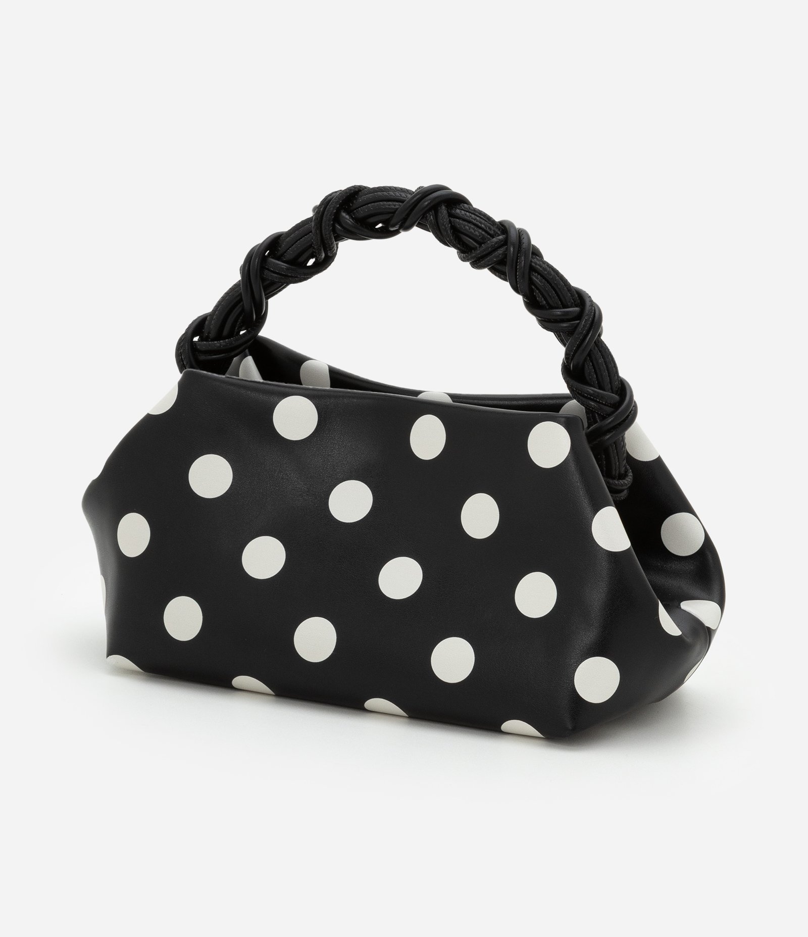 Bolsa de Mão em PU com Alça Removível e Estampa Poá Preto/Branco 5