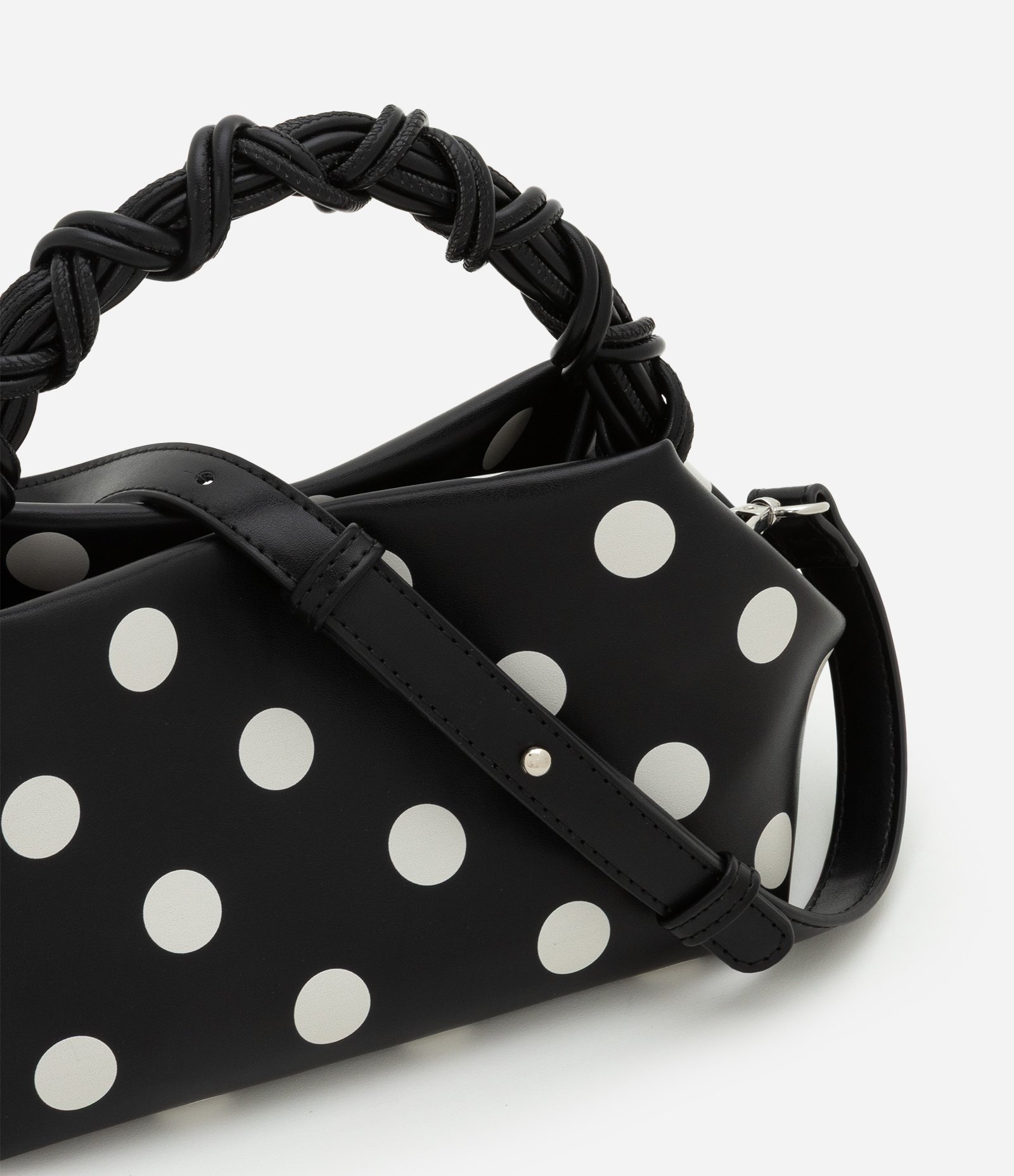 Bolsa de Mão em PU com Alça Removível e Estampa Poá Preto/Branco 6