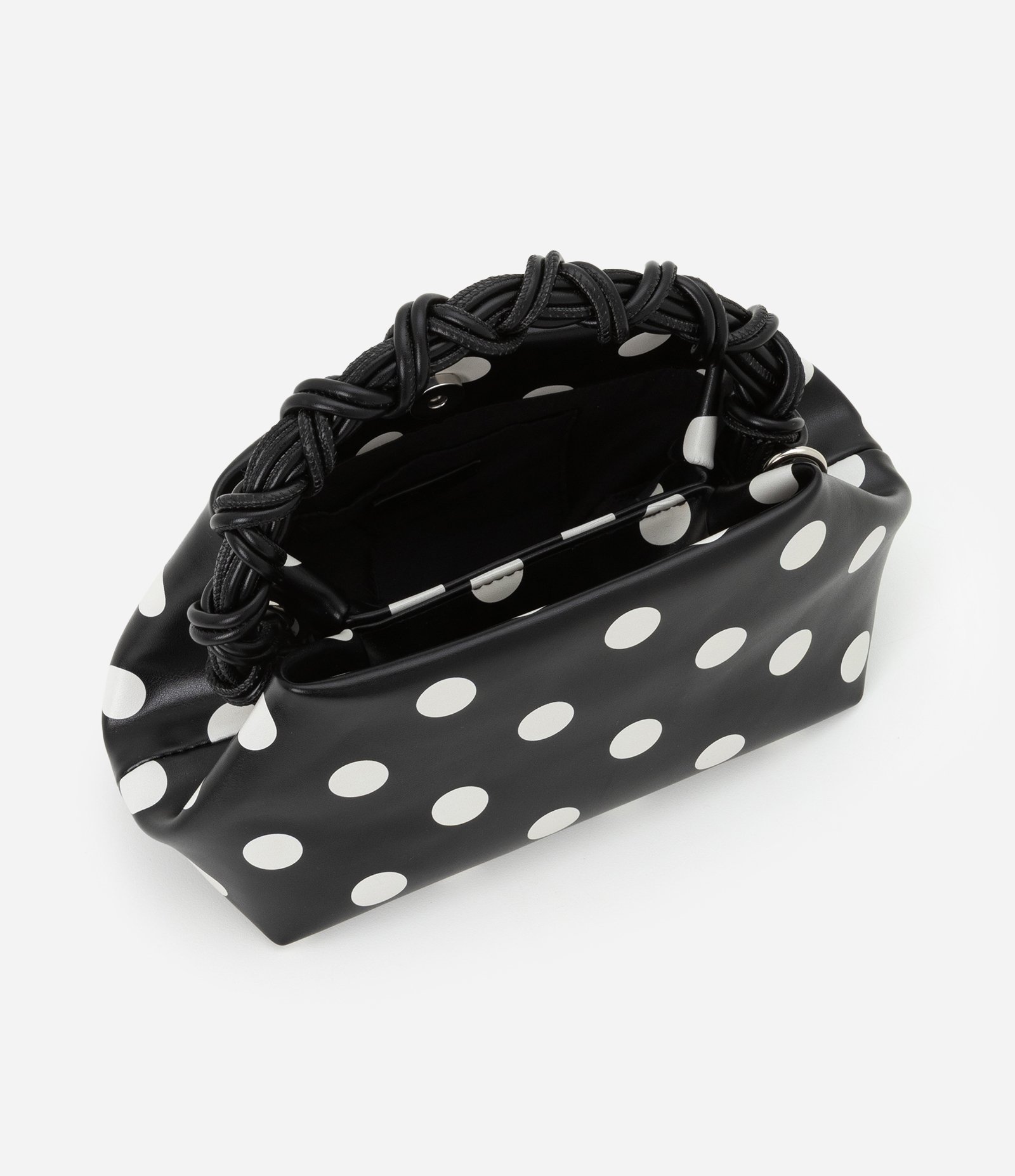 Bolsa de Mão em PU com Alça Removível e Estampa Poá Preto/Branco 7