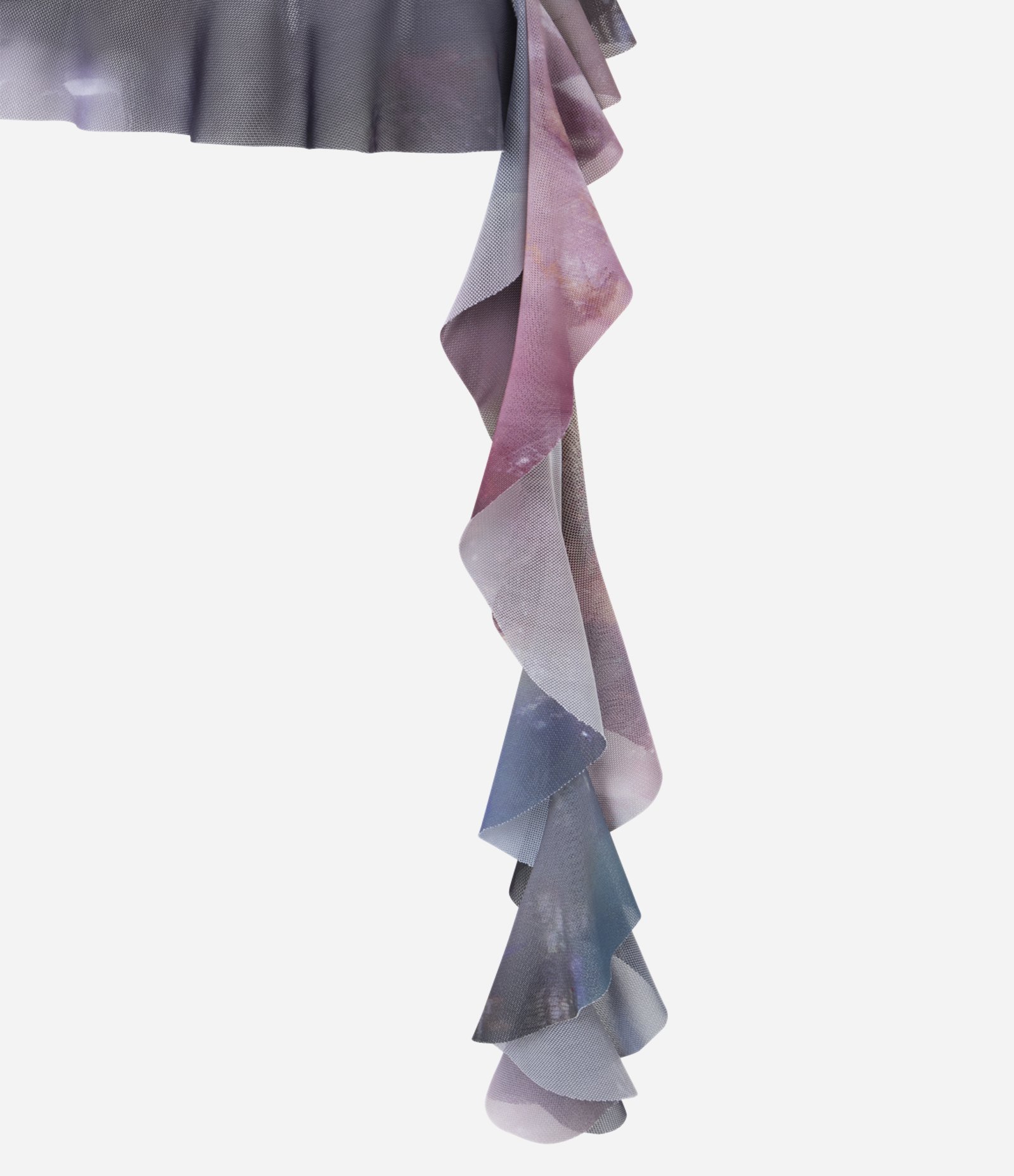 Blusa em Tule com Estampa Abstrata e Pontas com Drapeados Roxo 7