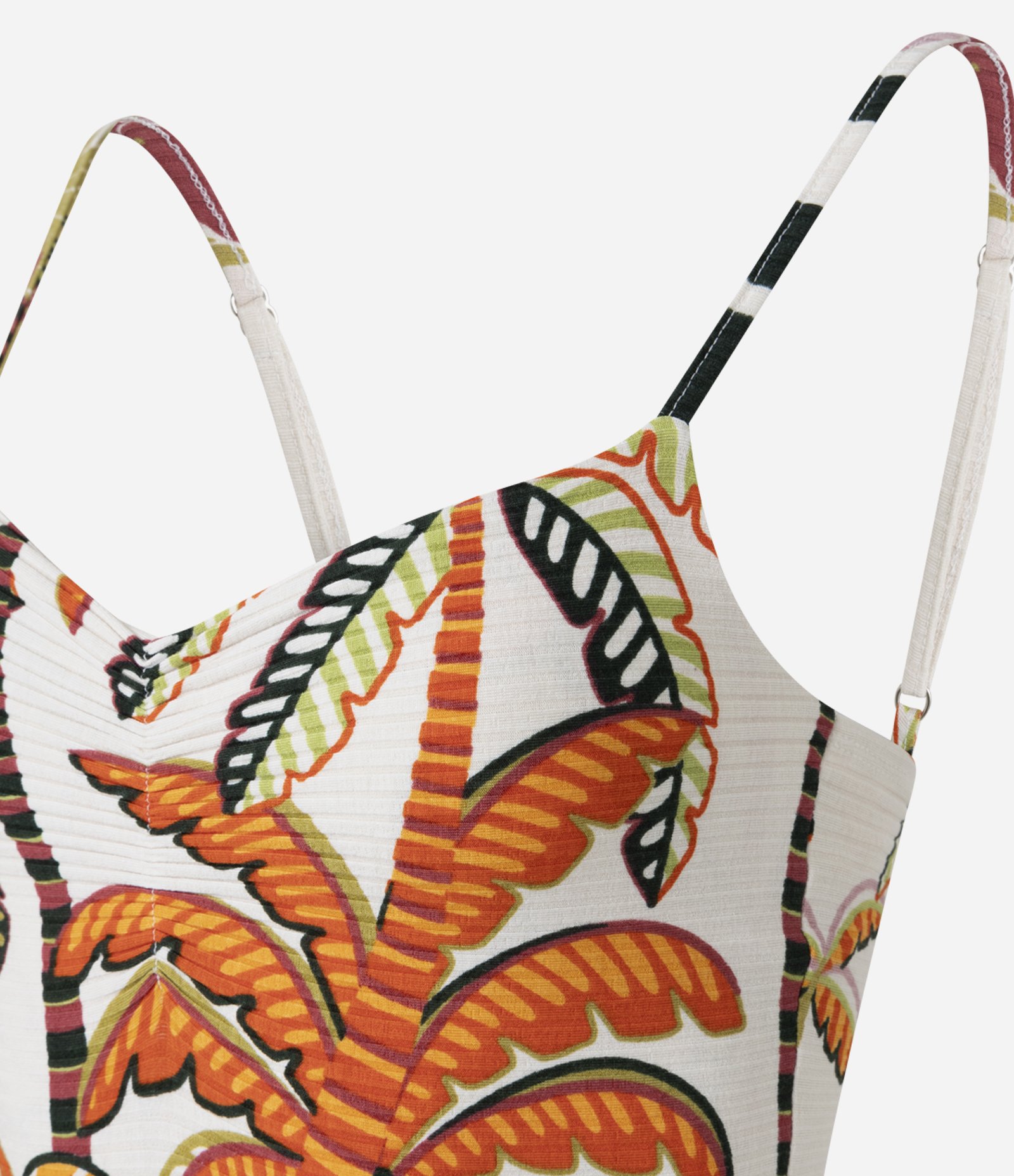 Vestido Midi com Puxadinho no Busto e Estampa Tropical Bege 7