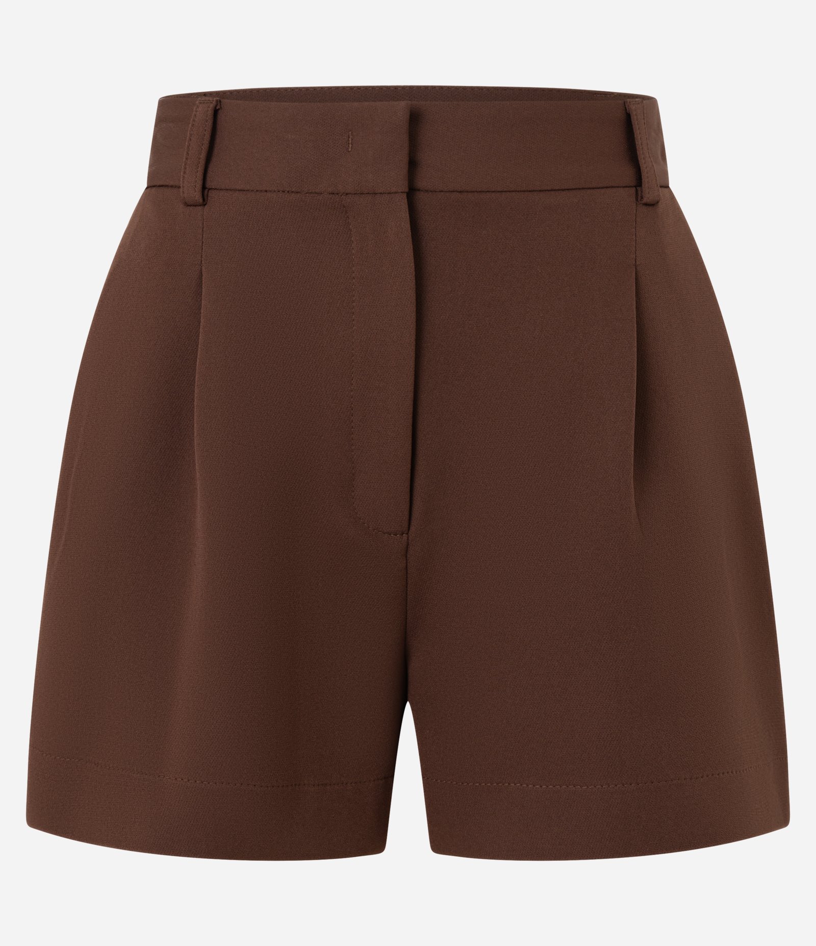 Short com Corte Alfaiatado e Pregas Frontais Marrom 6