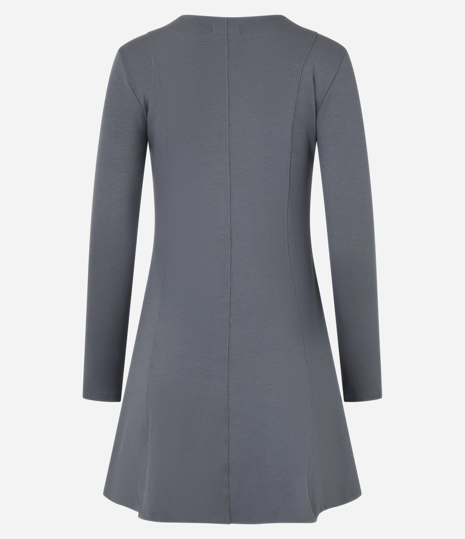 Vestido Evasê Curto em Ribana com Recortes Cinza 7