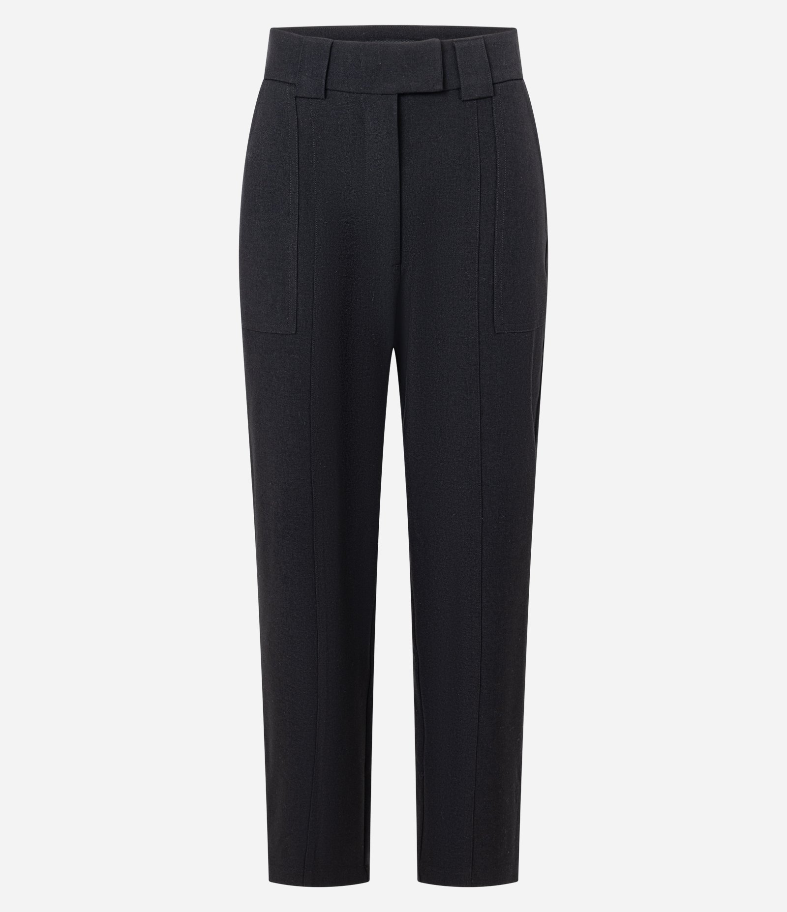 Calça Cenoura Alfaiatada Cintura Alta com Recorte Pespontado Preto 6