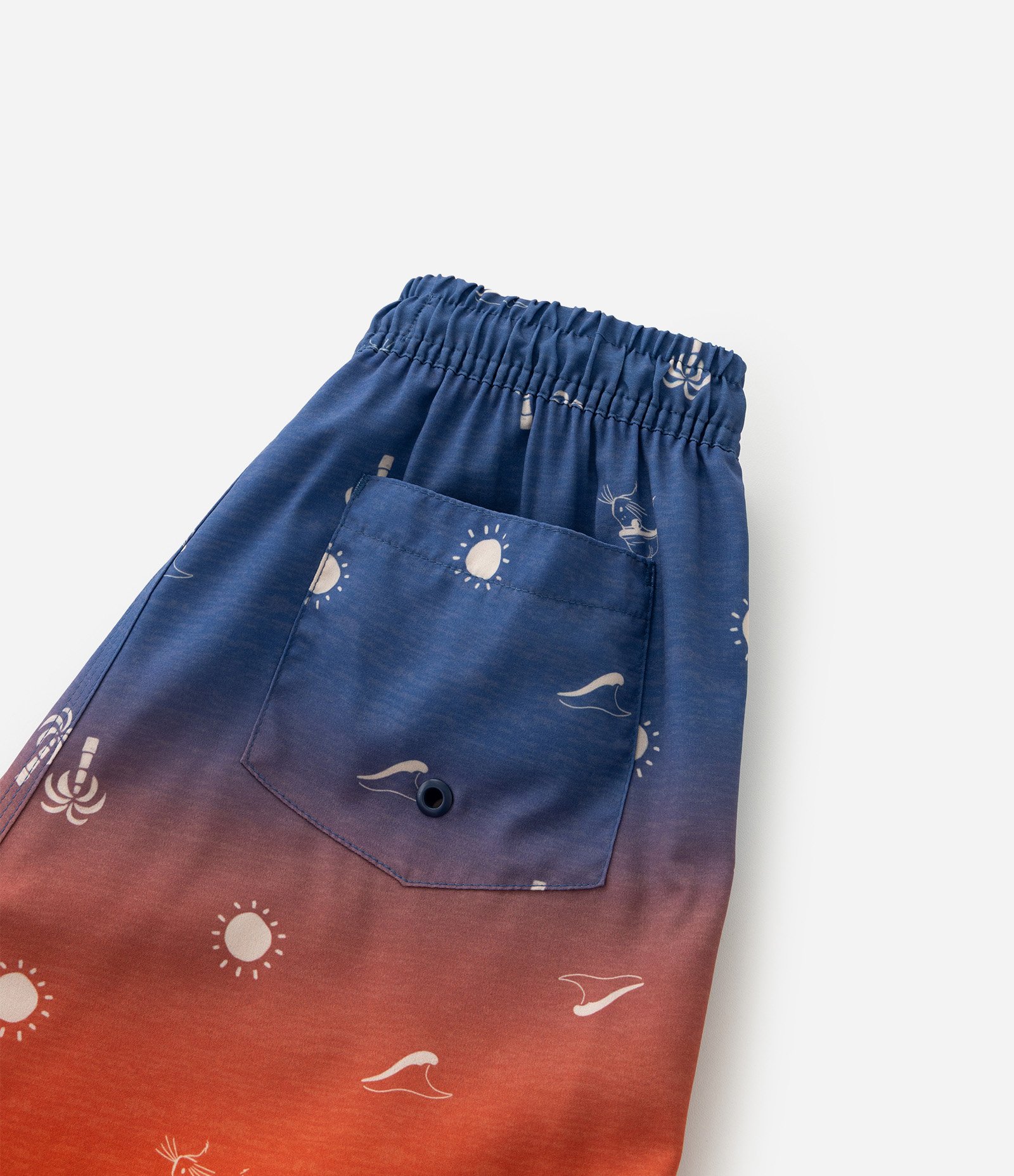 Bermuda Infantil de Banho com Estampa Degradê e Mini Ícones - Tam 5 a 14 Anos Azul/Laranja 4