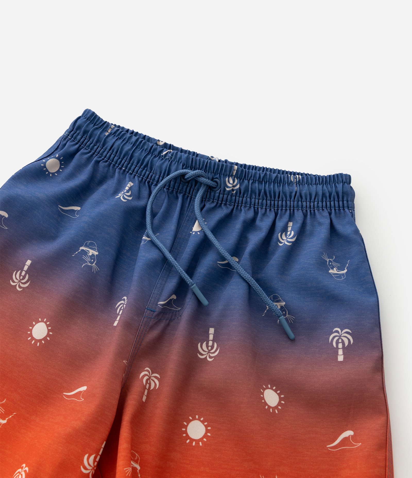 Bermuda Infantil de Banho com Estampa Degradê e Mini Ícones - Tam 5 a 14 Anos Azul/Laranja 5