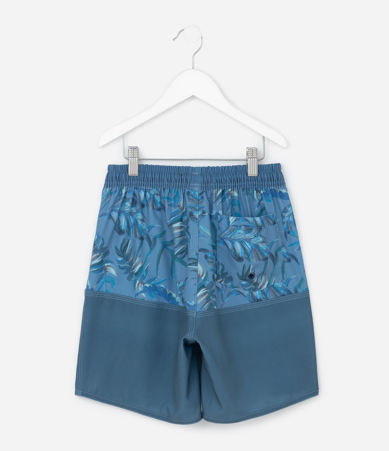 Bermuda Infantil de Banho com Estampa de Folhagens - Tam 5 a 14 Anos Azul 2
