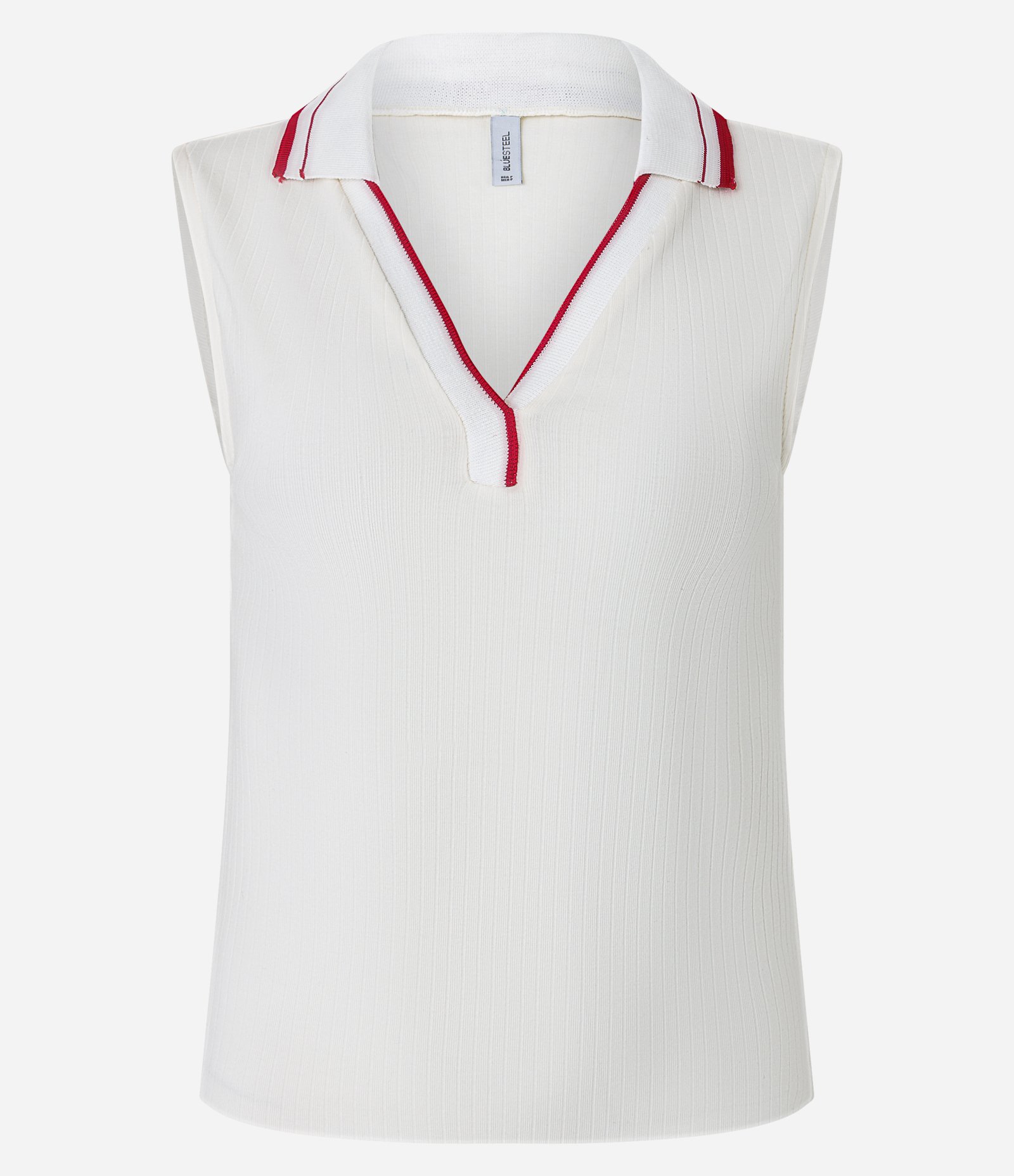 Blusa em Ribana com Gola Polo com Contraste Off White 5