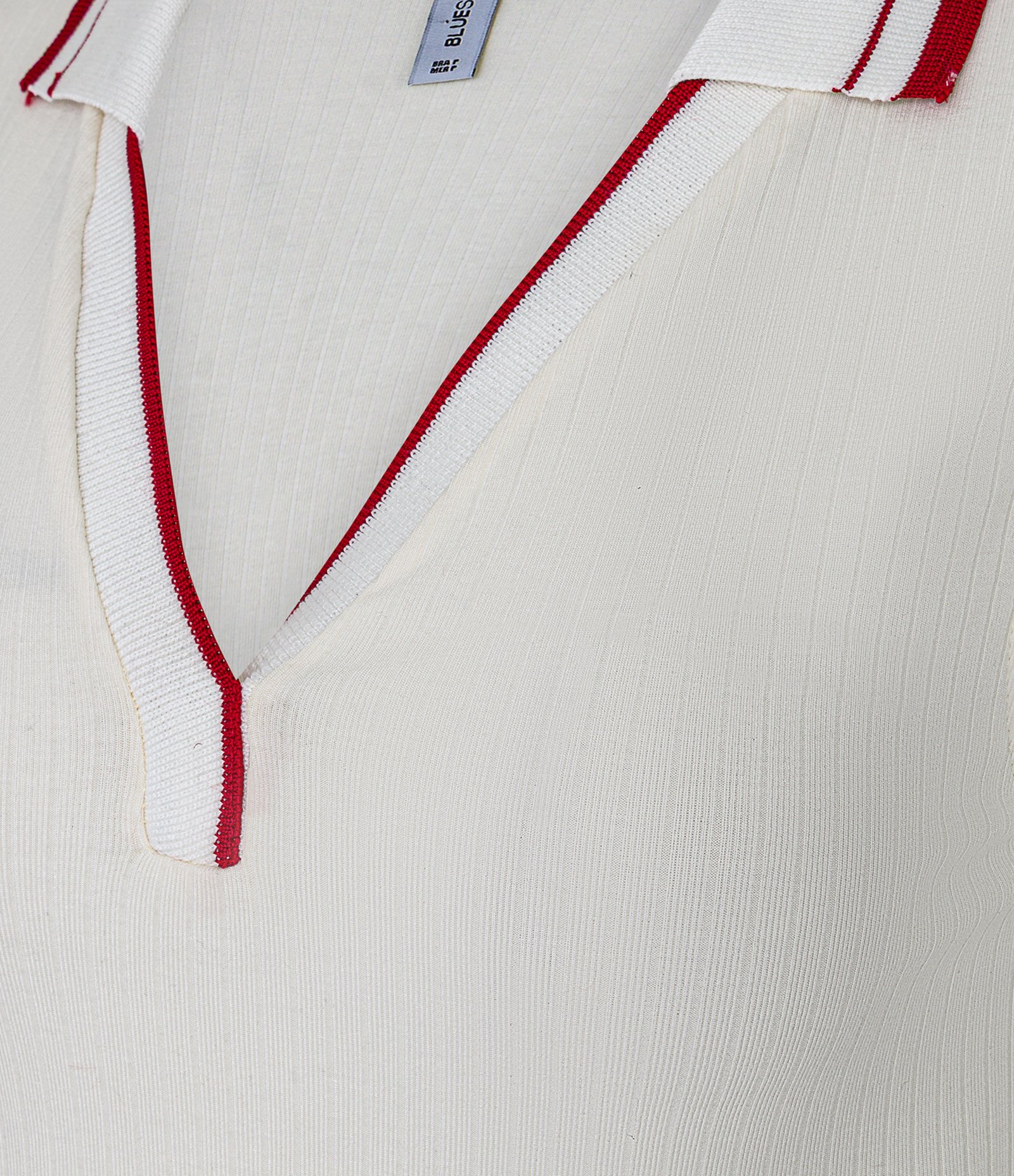 Blusa em Ribana com Gola Polo com Contraste Off White 6