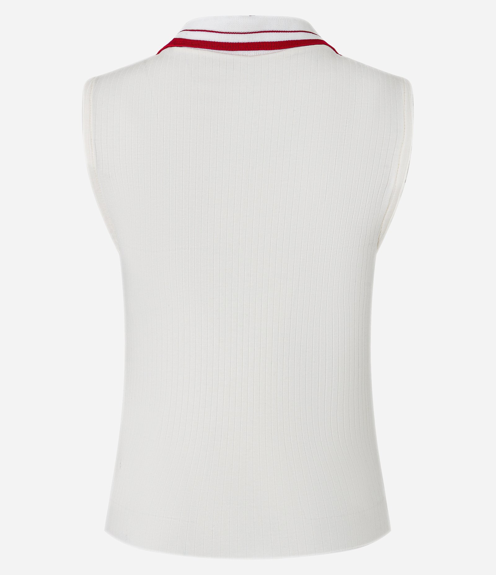 Blusa em Ribana com Gola Polo com Contraste Off White 7