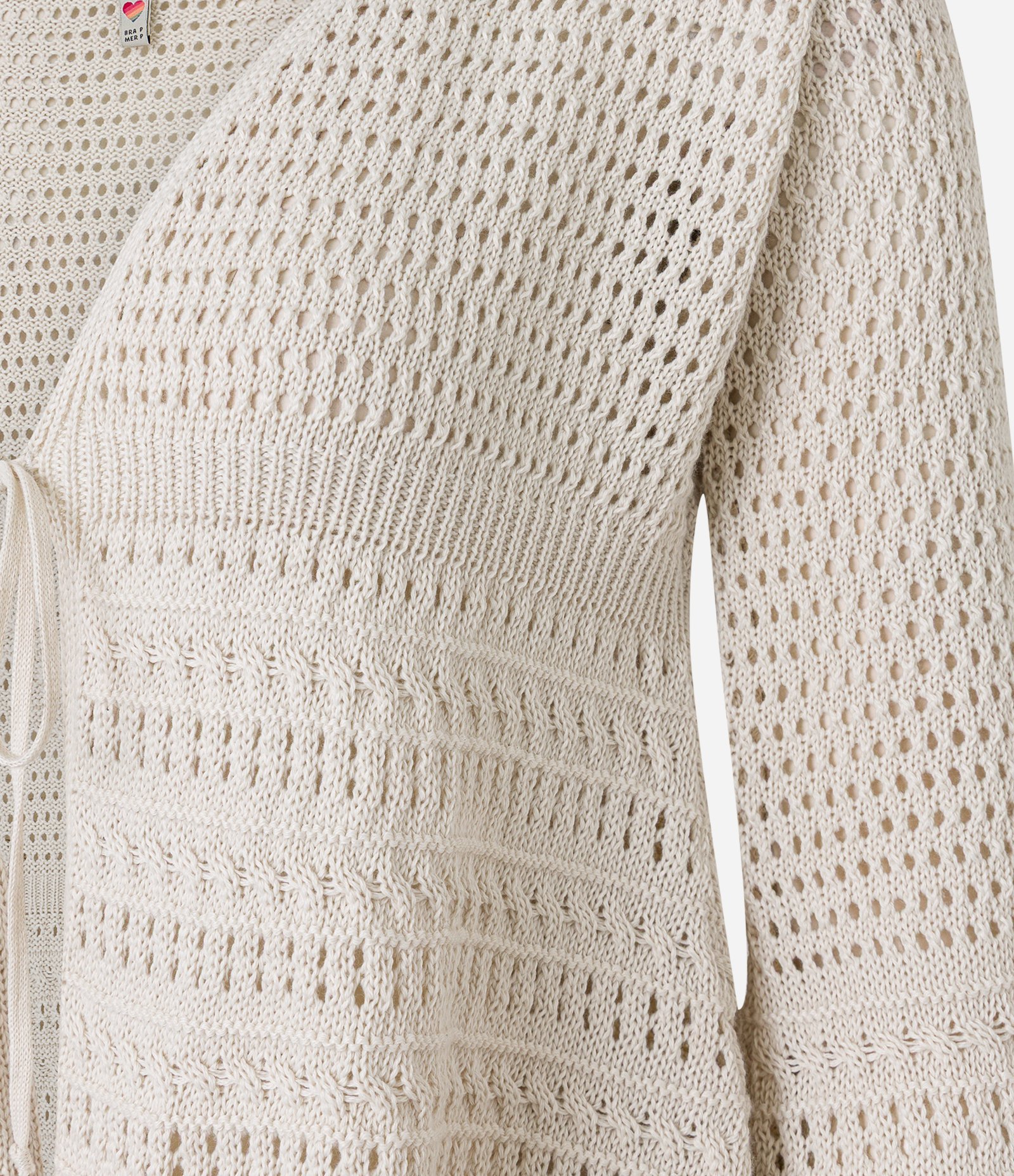 Kimono em Tricô com Mix de Pontos e Amarração Off White 6