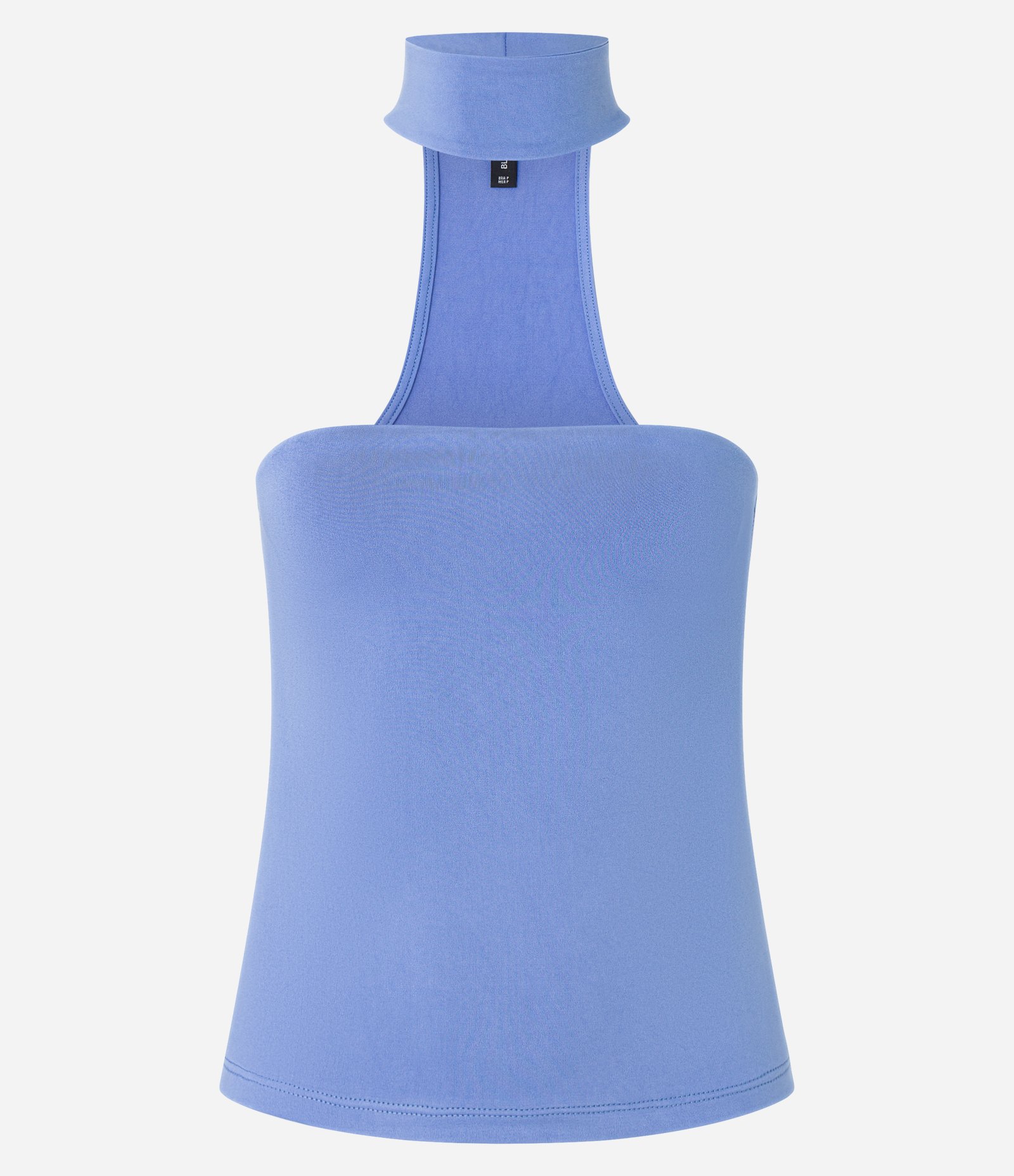 Blusa sem Manga em Microfibra com Decote Reto e Gola Azul 4