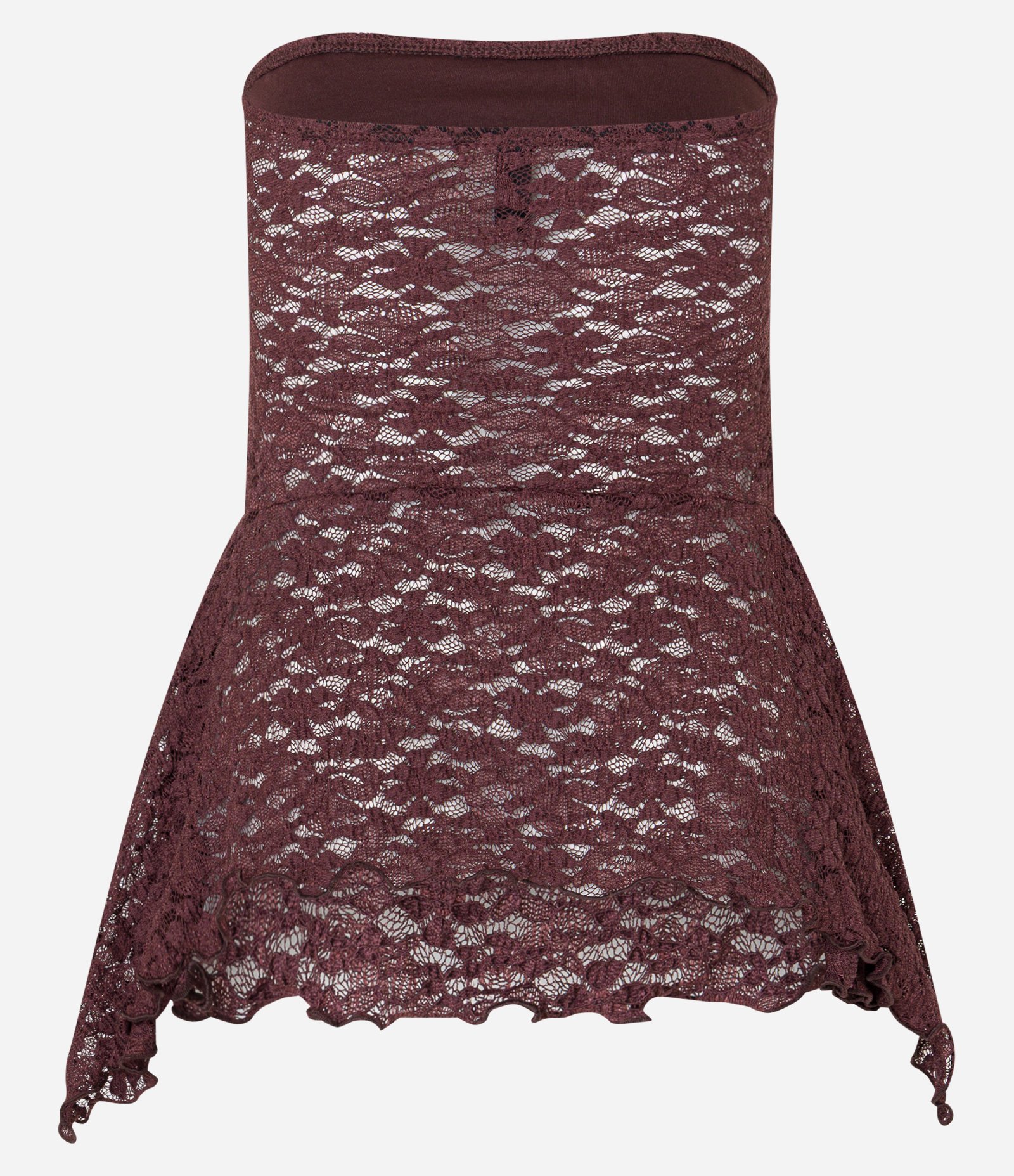 Blusa Tomara que Caia em Renda com Pontas Diferenciadas Marrom 8