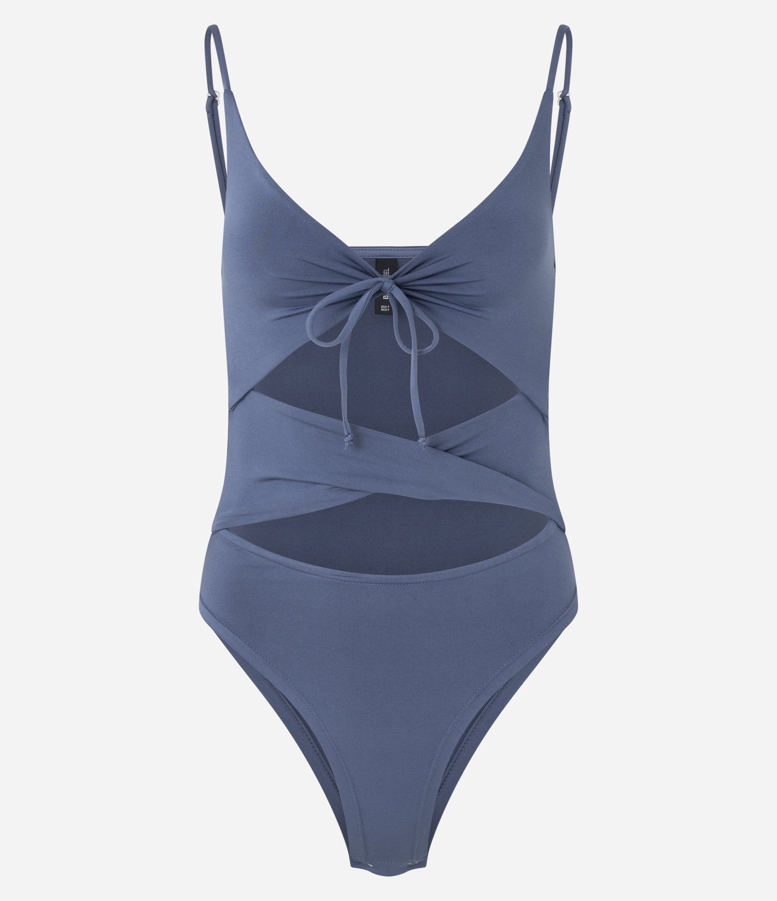 Body Cut Out em Microfibra com Amarração Azul 5