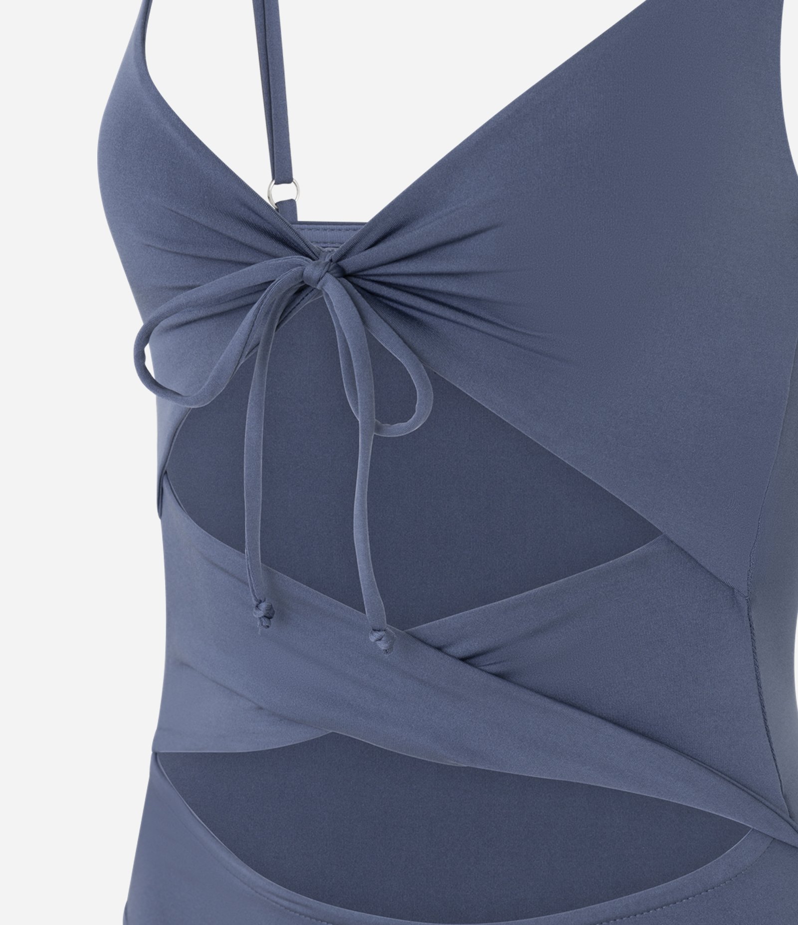 Body Cut Out em Microfibra com Amarração Azul 6