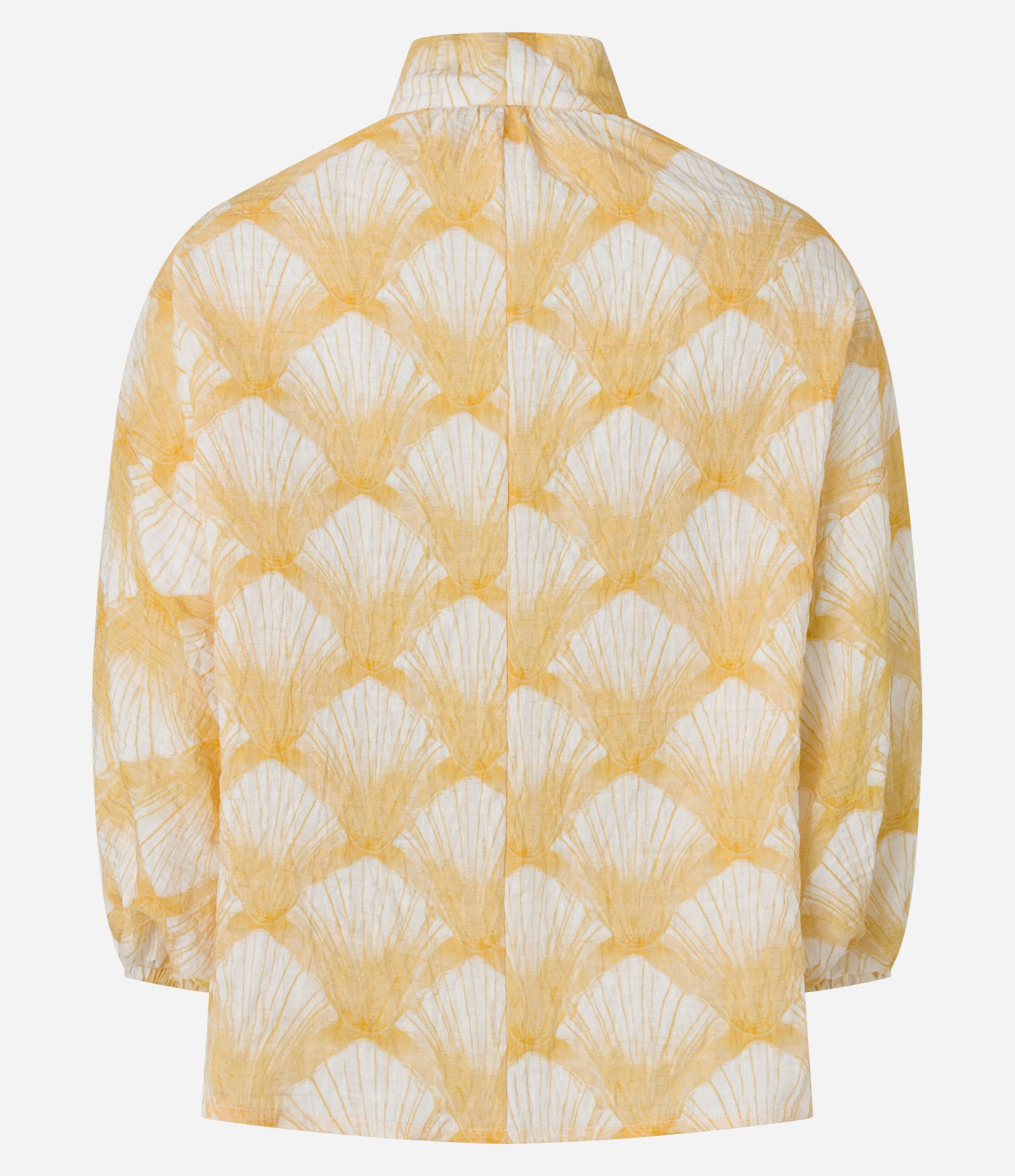 Blusa em Voal com Gola Laço e Estampa Conchas Laranja/Branco 6