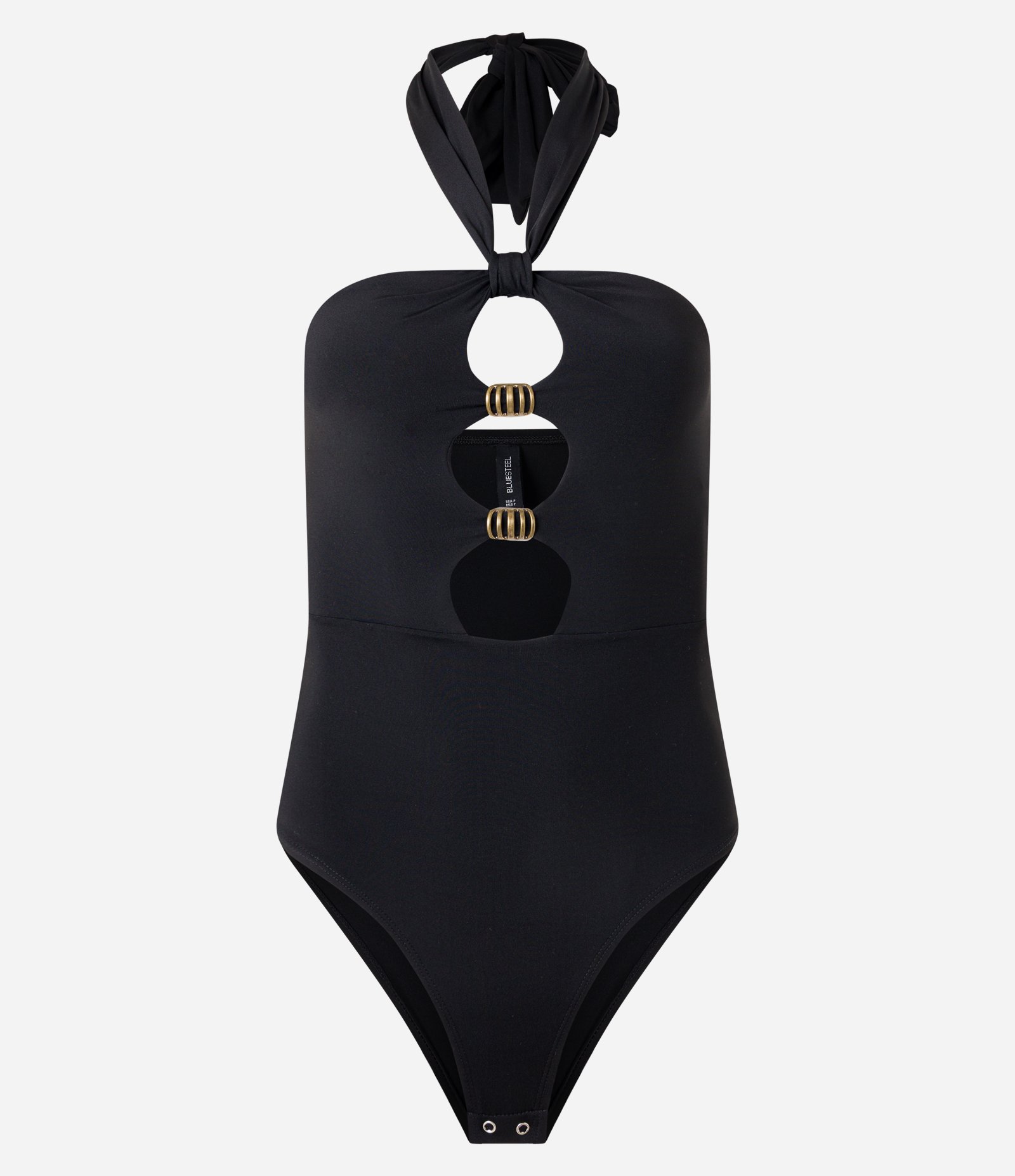 Body Frente Única com Recortes e Aviamentos Preto 5