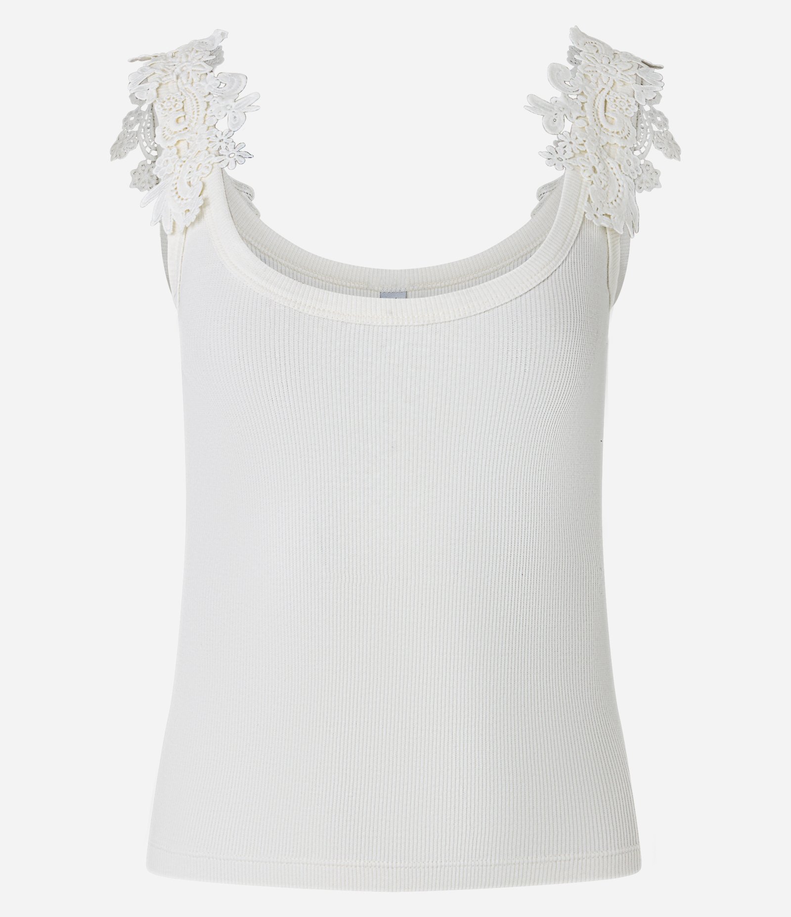 Blusa Regata em Algodão com Aviamento Rendado na Alça Branco 5