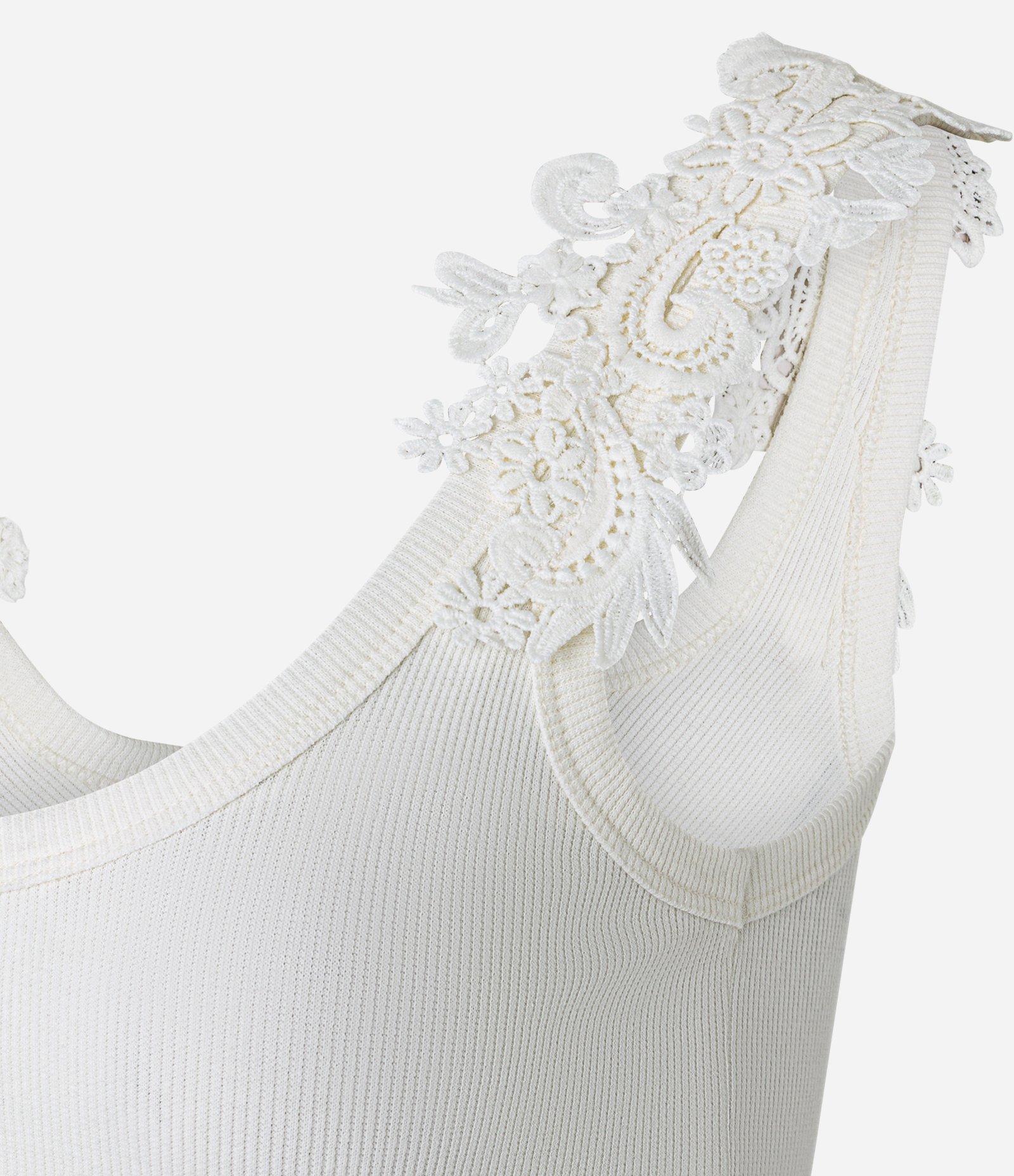 Blusa Regata em Algodão com Aviamento Rendado na Alça Branco 6