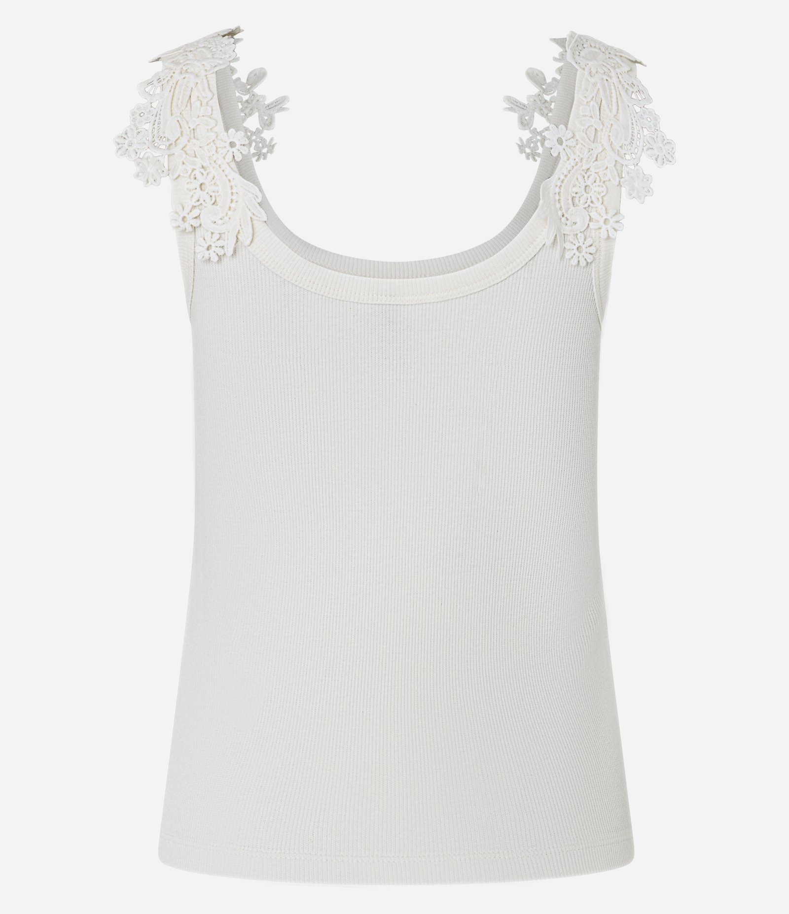 Blusa Regata em Algodão com Aviamento Rendado na Alça Branco 7