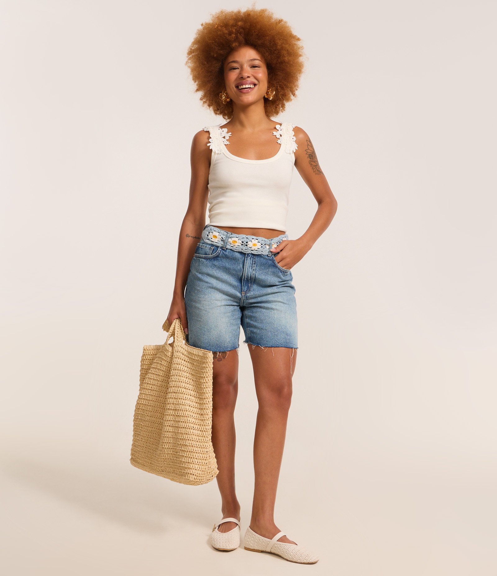 Blusa Regata em Algodão com Aviamento Rendado na Alça Branco 2