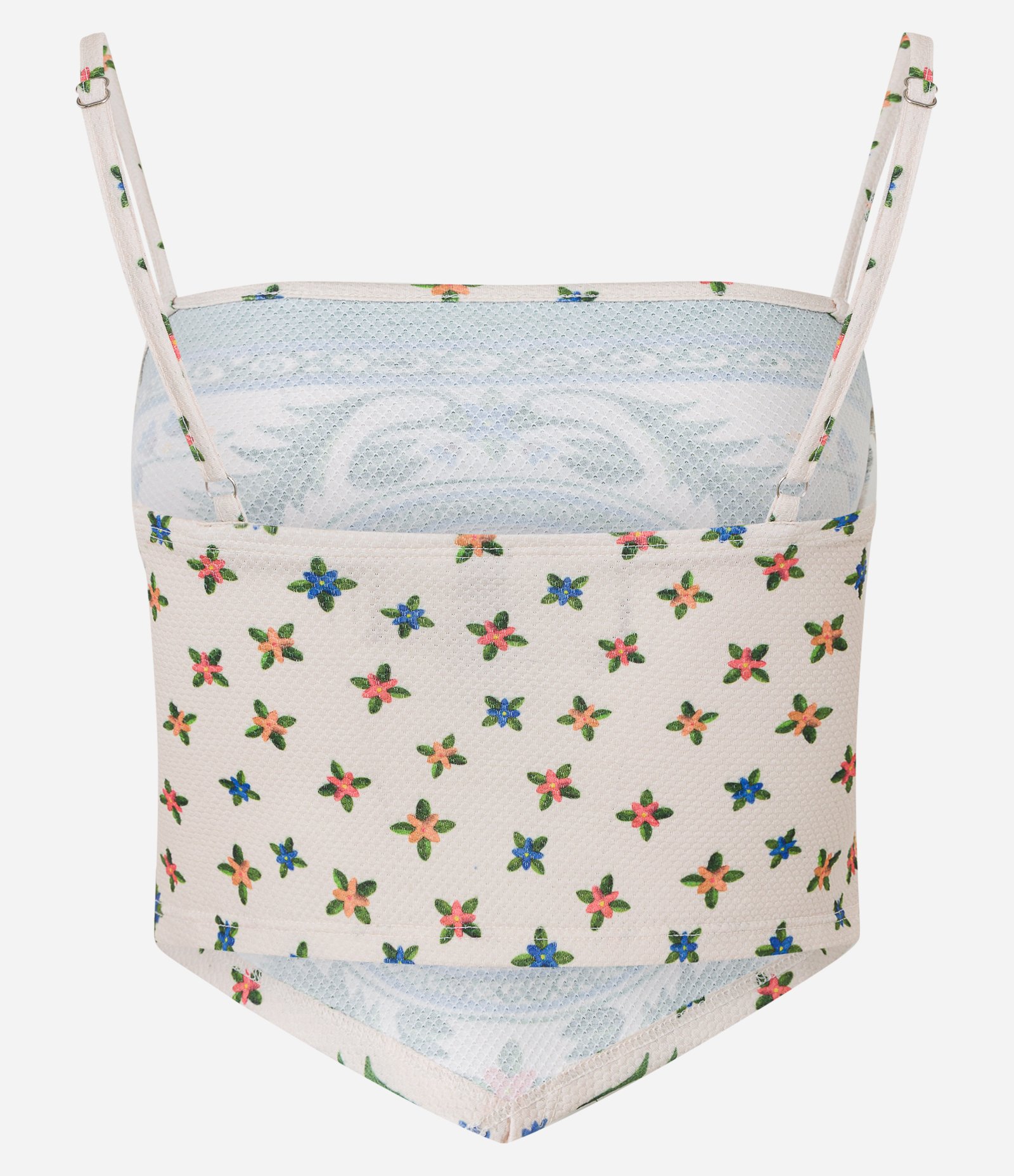 Blusa de Alça com Barra em V e Estampa Tropical Bege 6