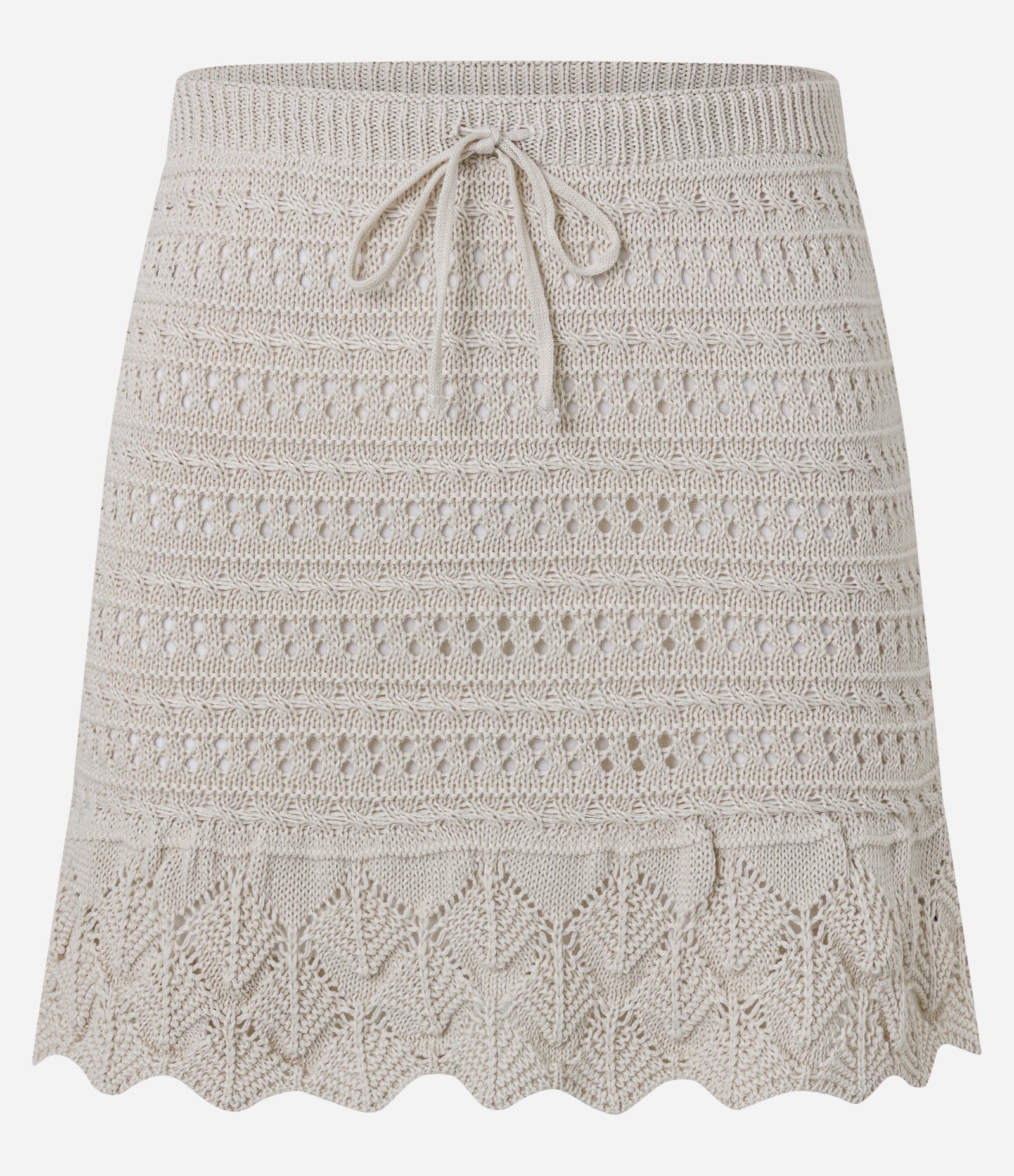 Mini Saia em Tricô com Babadinho Bege 6