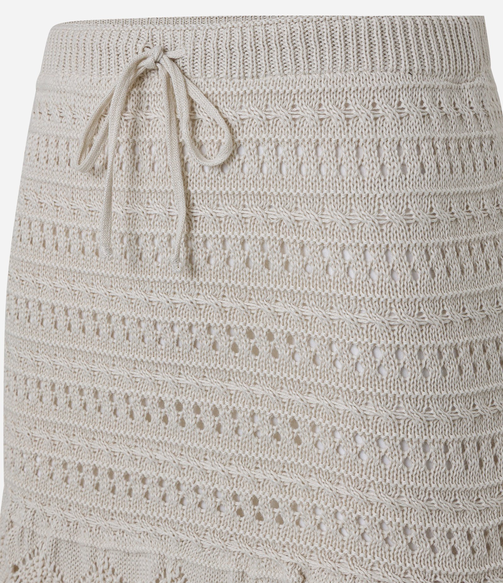 Mini Saia em Tricô com Babadinho Bege 7