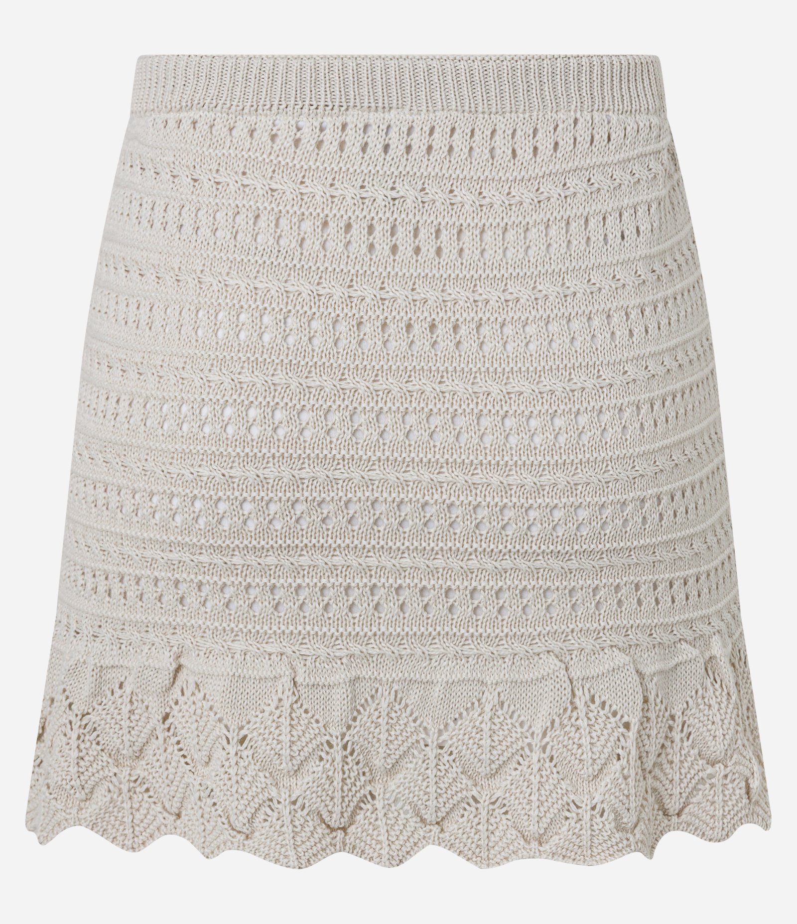 Mini Saia em Tricô com Babadinho Bege 8