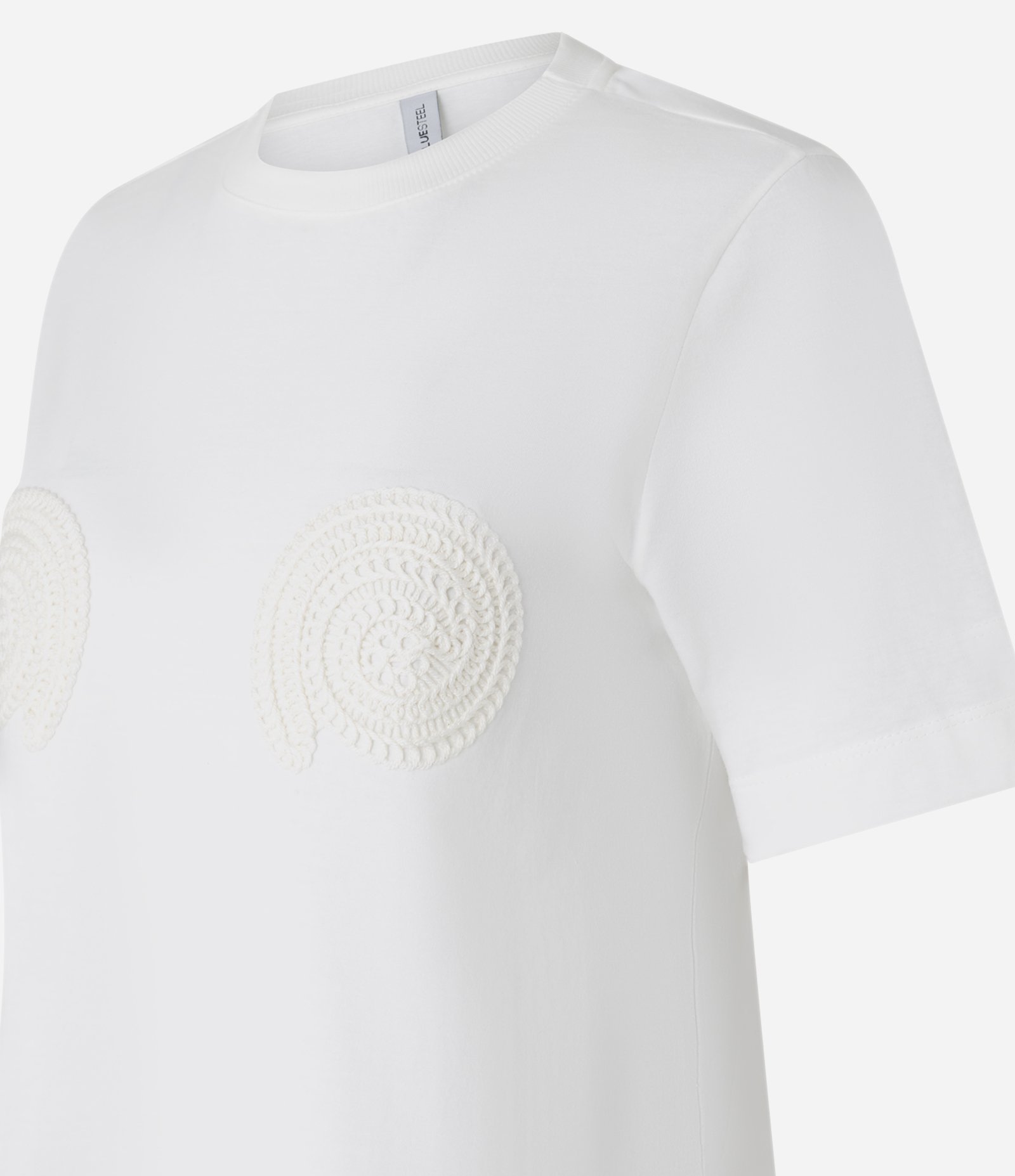 Camiseta em Algodão com Bordado de Conchas Branco 7
