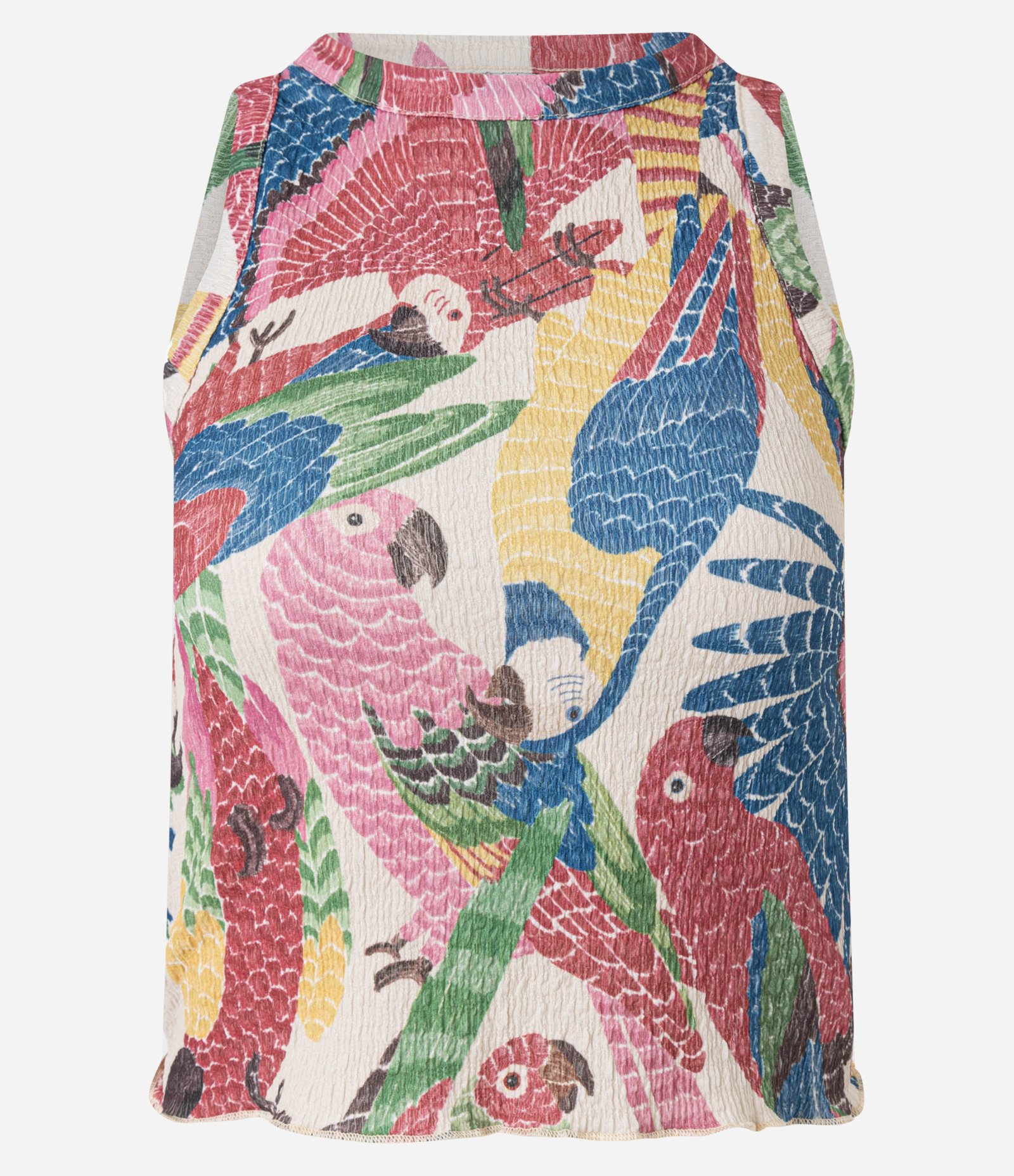 Blusa Curta Texturizada com Estampa Araras Multicores 4