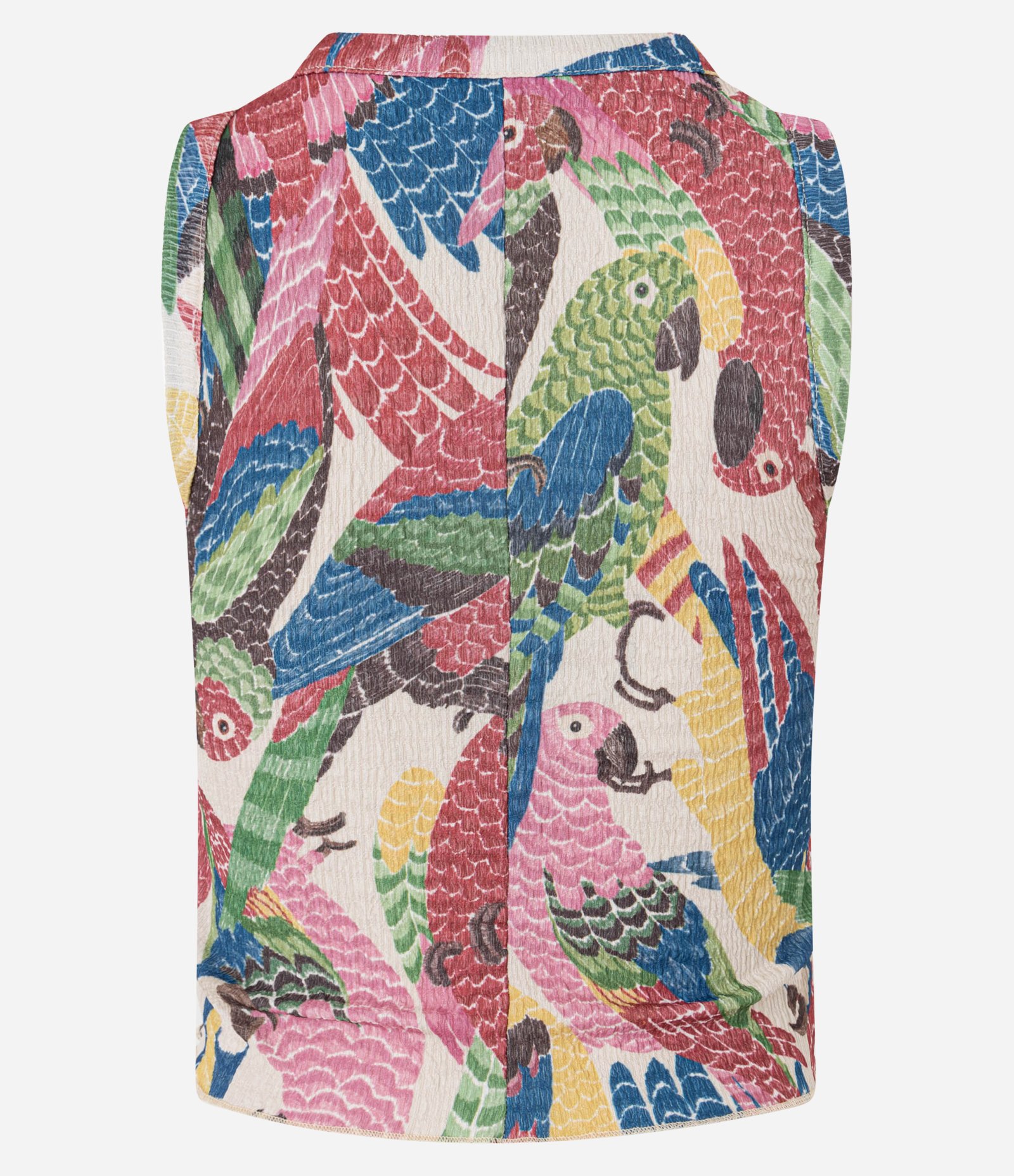 Blusa Curta Texturizada com Estampa Araras Multicores 6