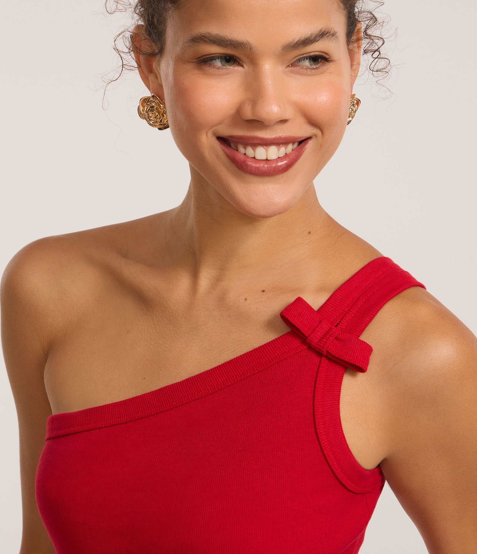 Blusa Ombro Só com Lacinho na Alça Larga Vermelho 3