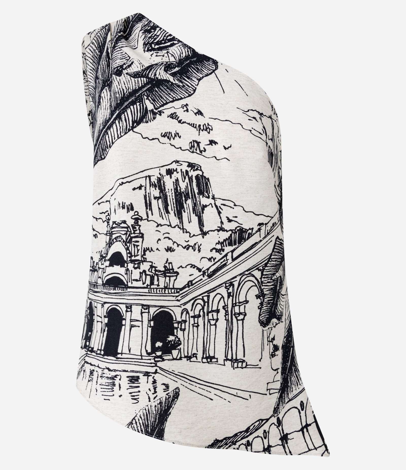 Blusa Ombro Só em Viscolinho com Estampa Parque Lage Off White/Preto 7