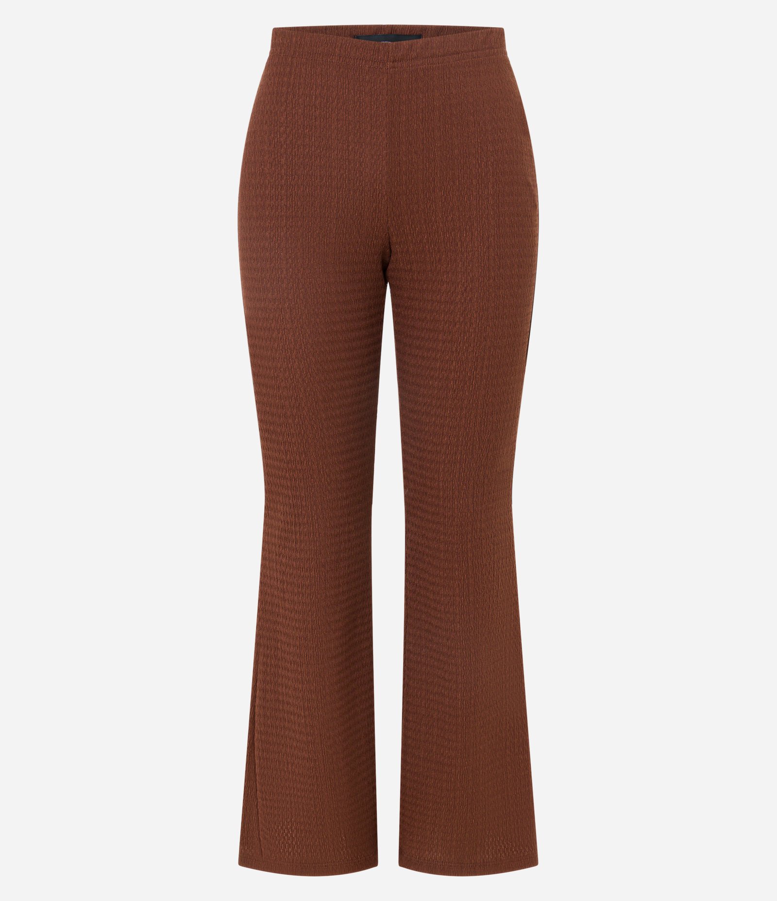 Calça Flare Texturizada com Cintura Alta Marrom 5