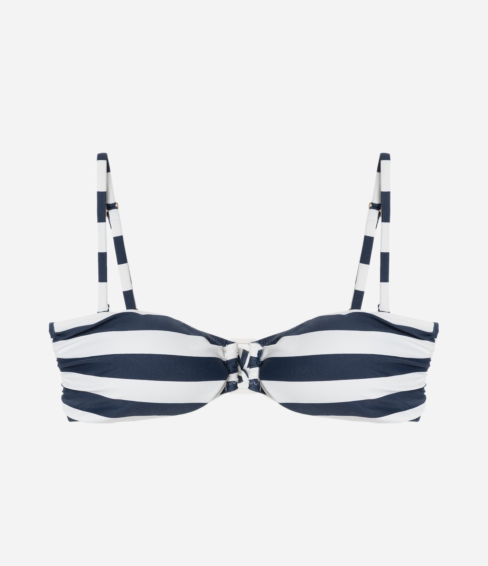 Biquíni Top Bandeau Listrado com Aviamento no Busto Azul Marinho/Branco 6