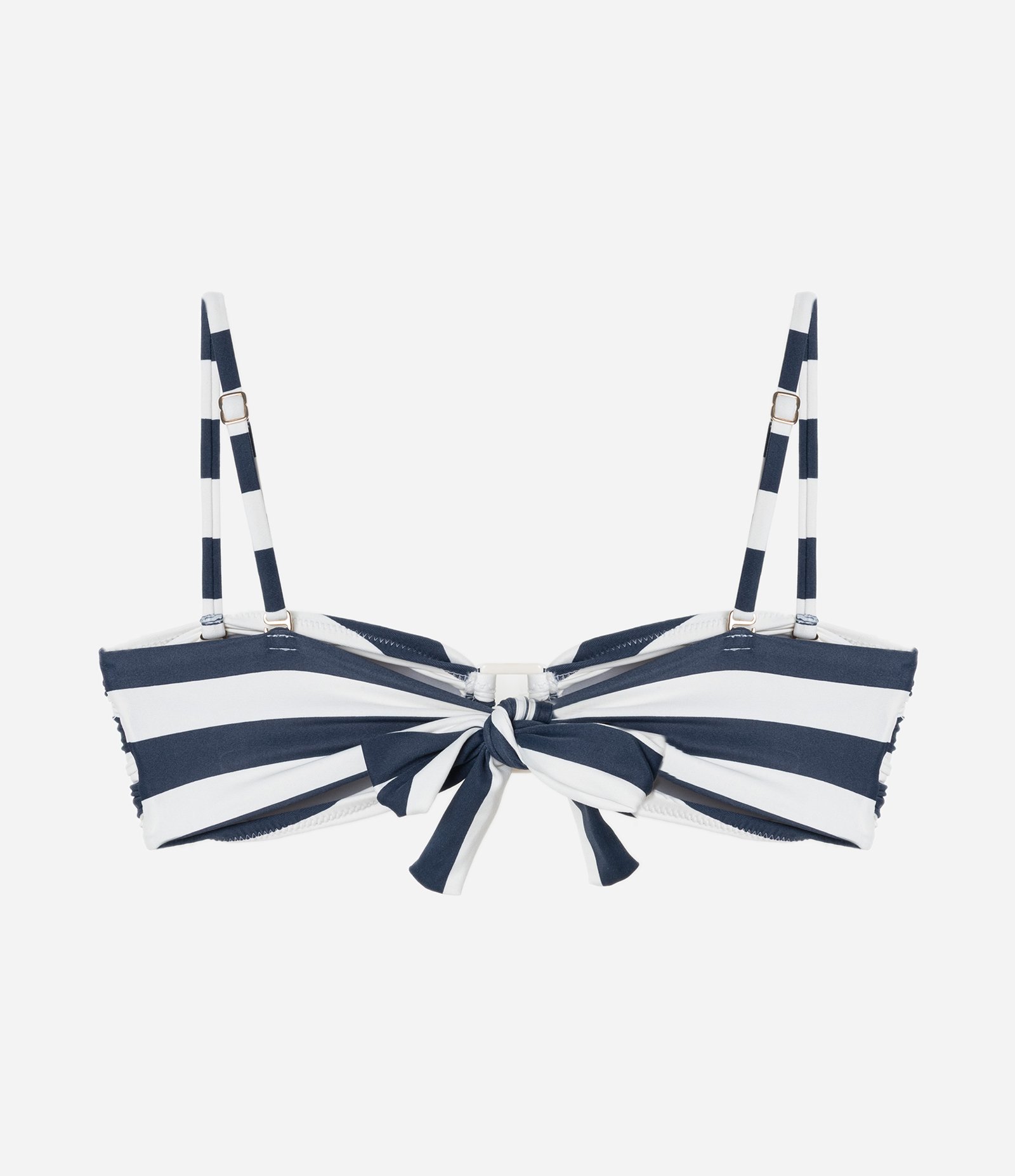 Biquíni Top Bandeau Listrado com Aviamento no Busto Azul Marinho/Branco 7