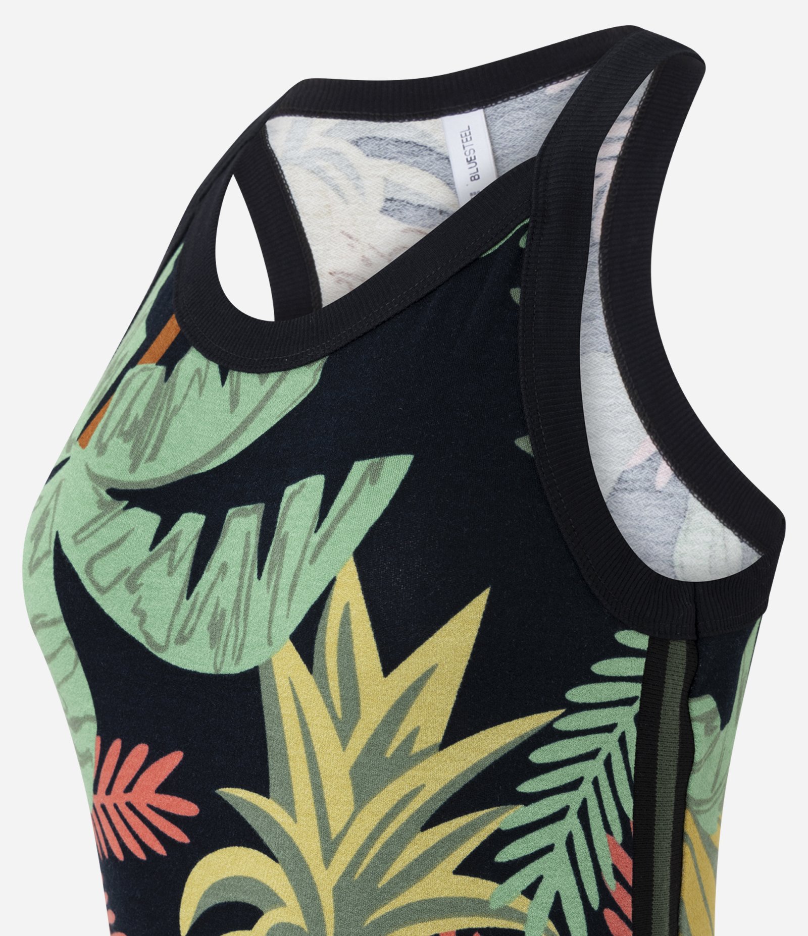 Vestido Midi em Viscose com Estampa Tropical Preto 5