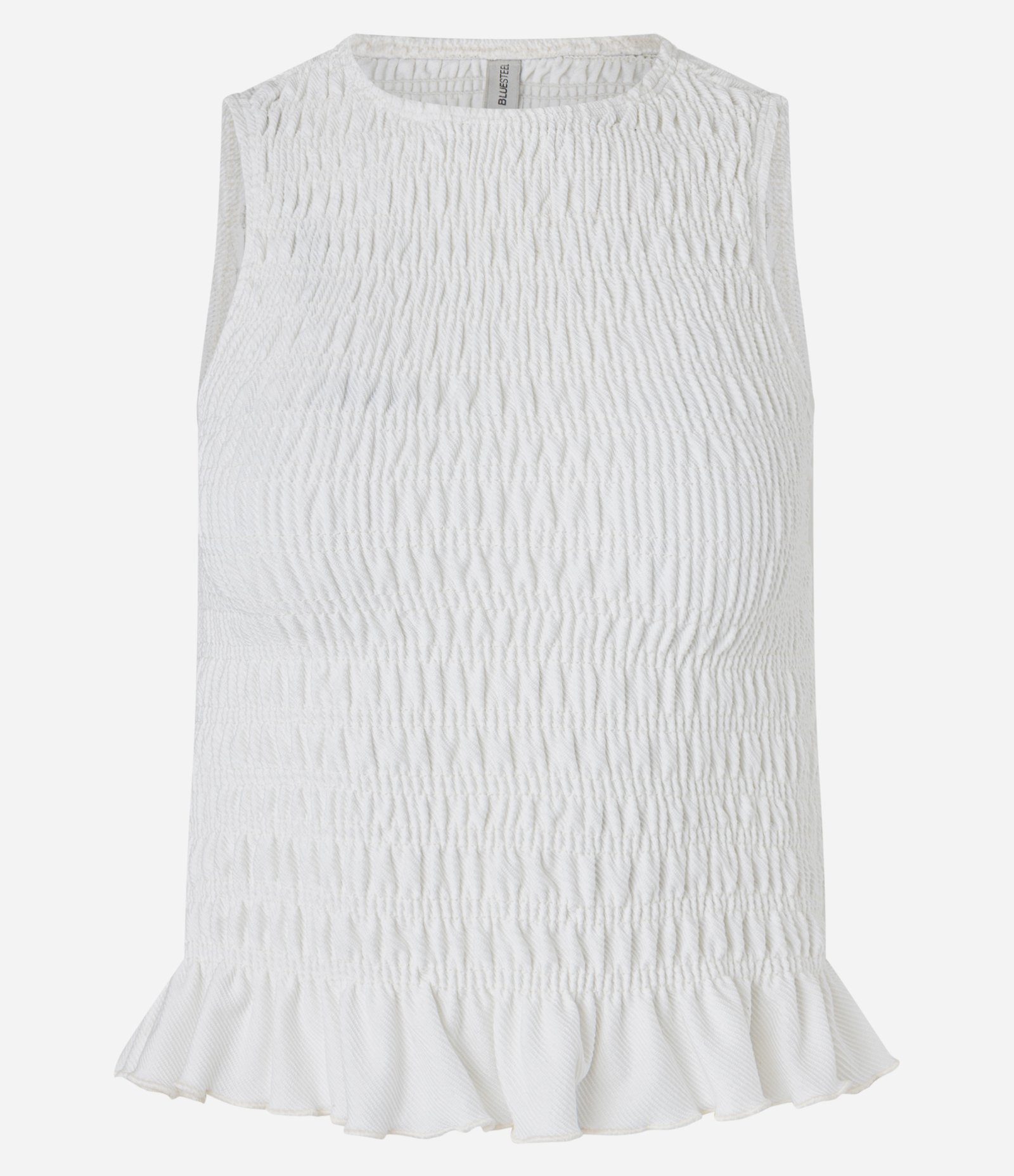 Blusa Regata em com Lastex e Babadinho na Barra Branco 6