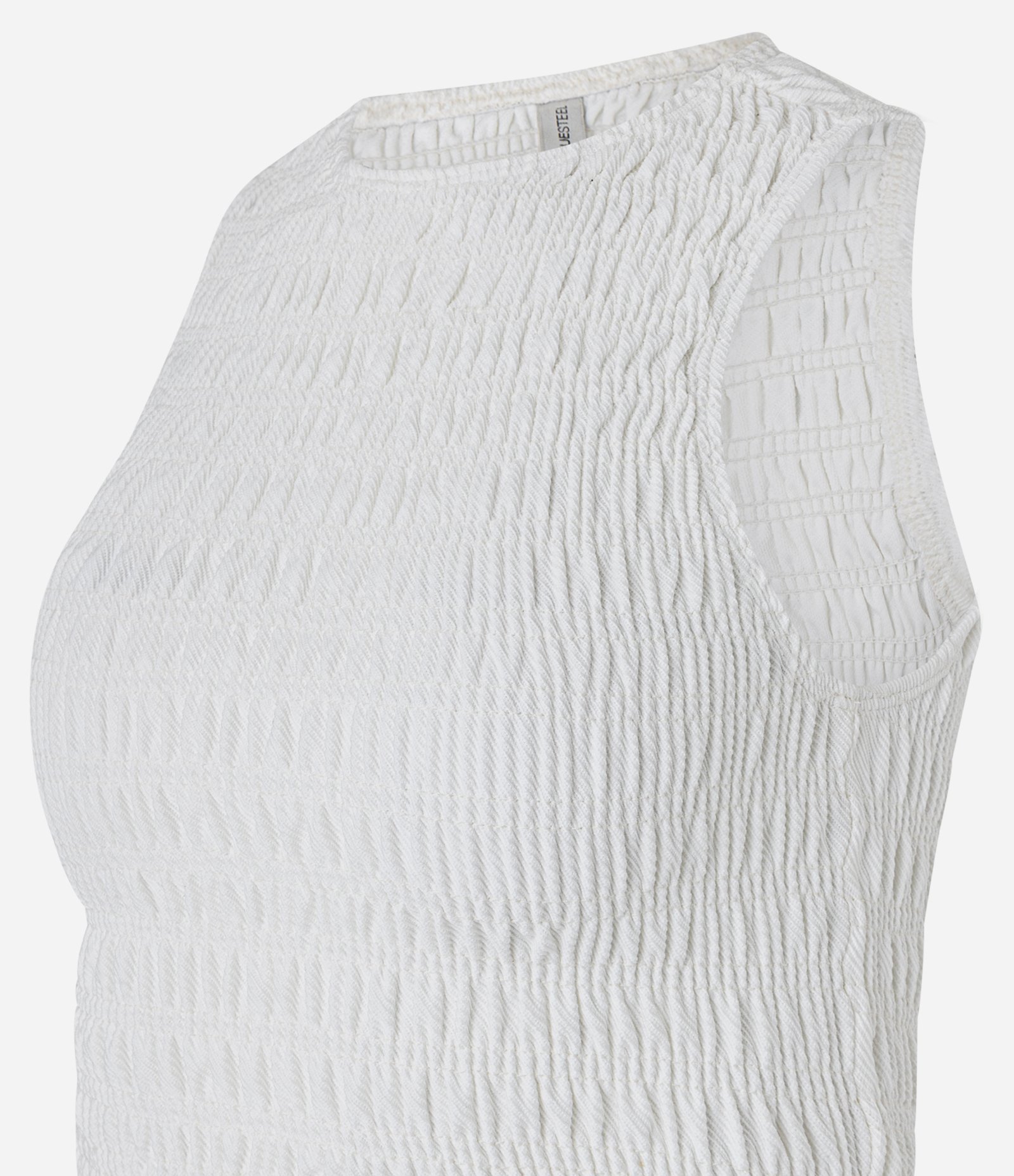 Blusa Regata em com Lastex e Babadinho na Barra Branco 7