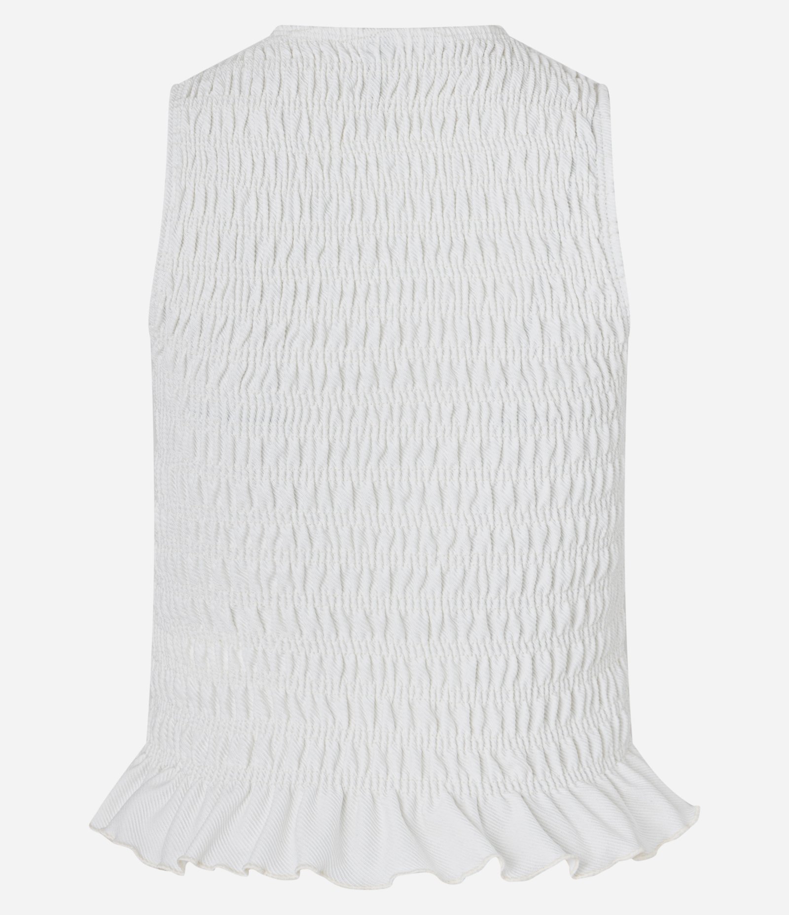 Blusa Regata em com Lastex e Babadinho na Barra Branco 9