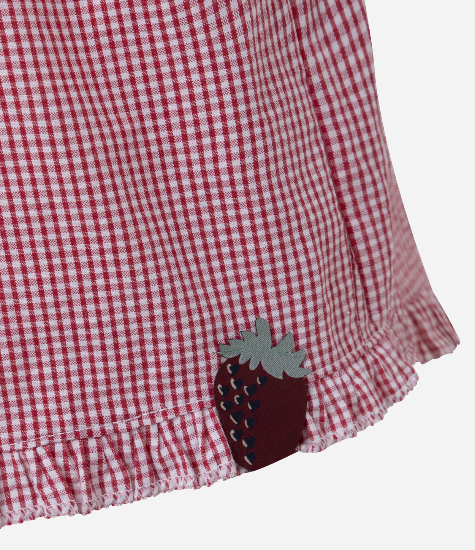 Pijama Short Doll em Algodão com Estampa de Morango e Short Xadrez Branco/Vermelho 6