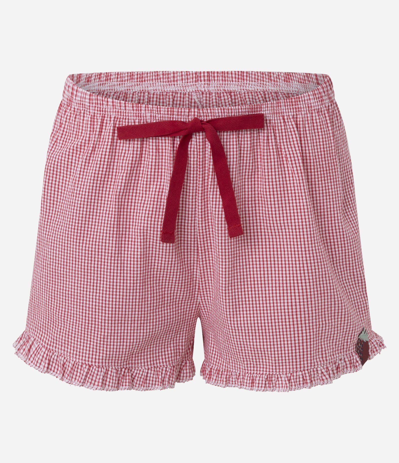 Pijama Short Doll em Algodão com Estampa de Morango e Short Xadrez Branco/Vermelho 7