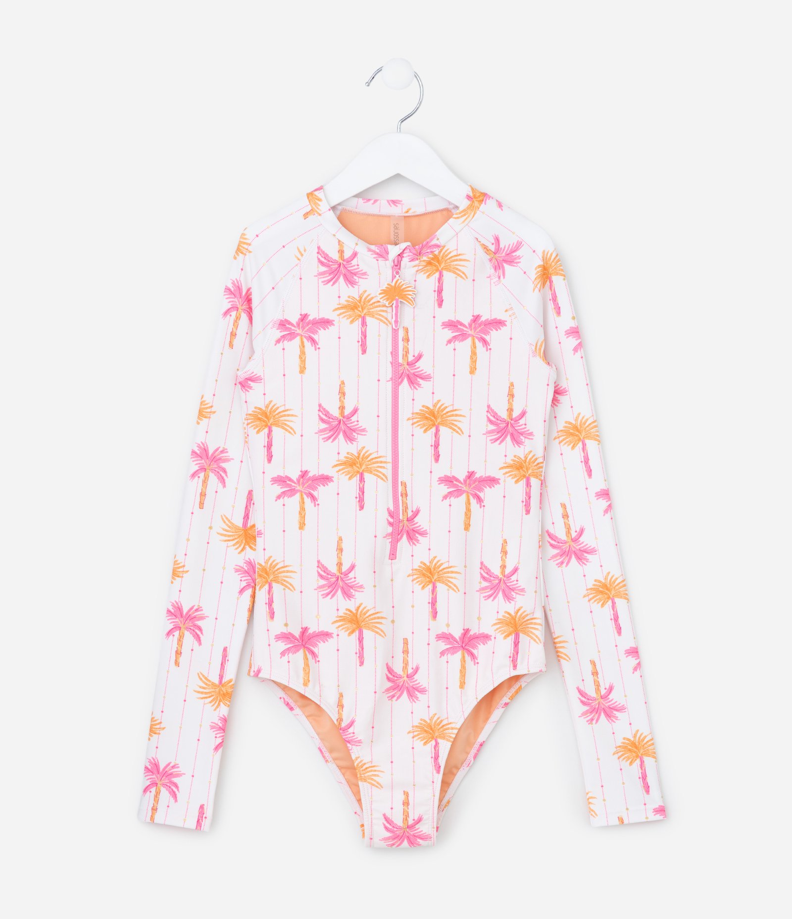 Maiô Infantil com Estampa de Coqueiros - Tam 5 a 14 Anos Branco 1