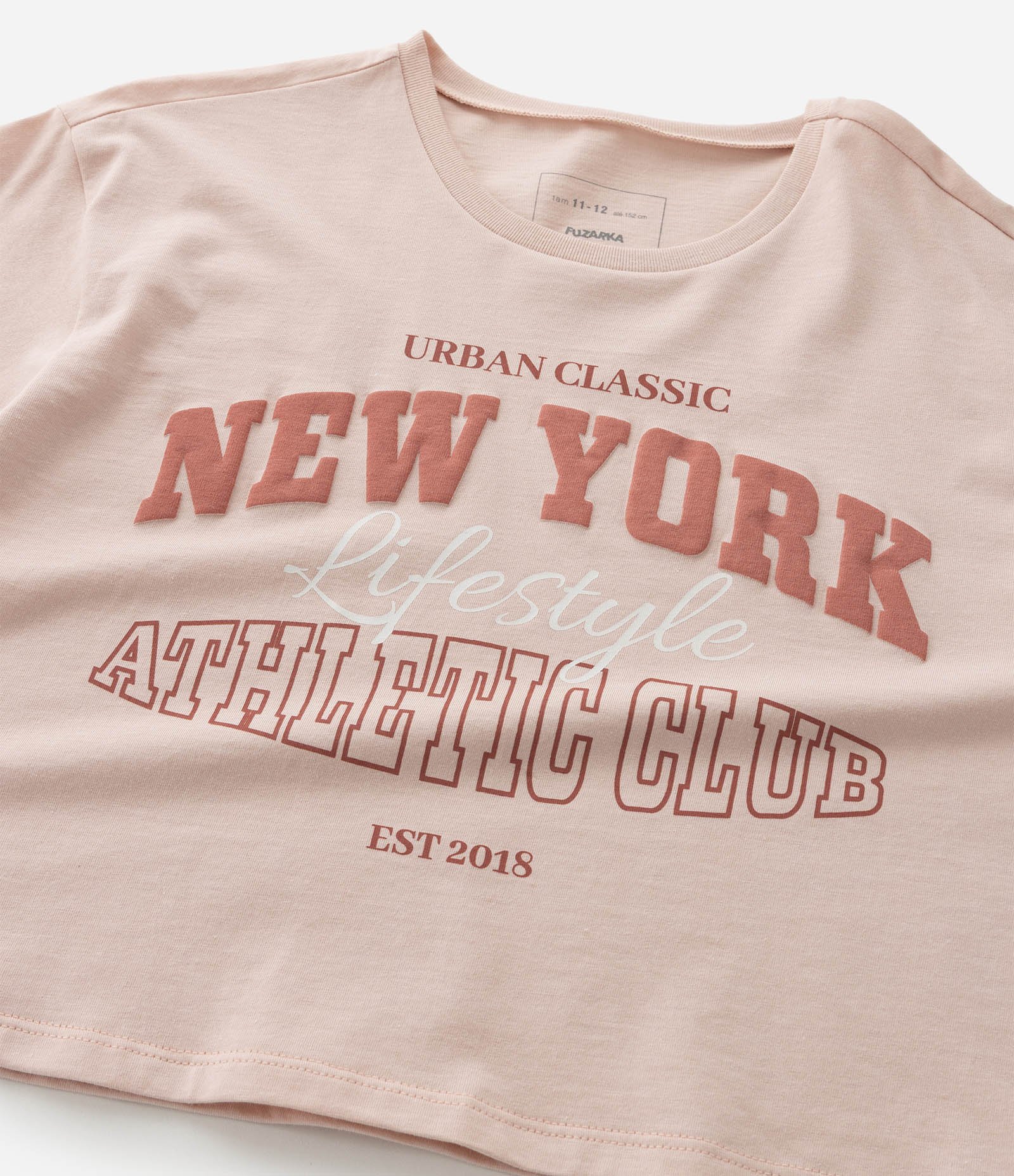 Camiseta Relaxed Infantil com Estampa Lettering New York - Tam 7 a 16 Anos Rosa 5
