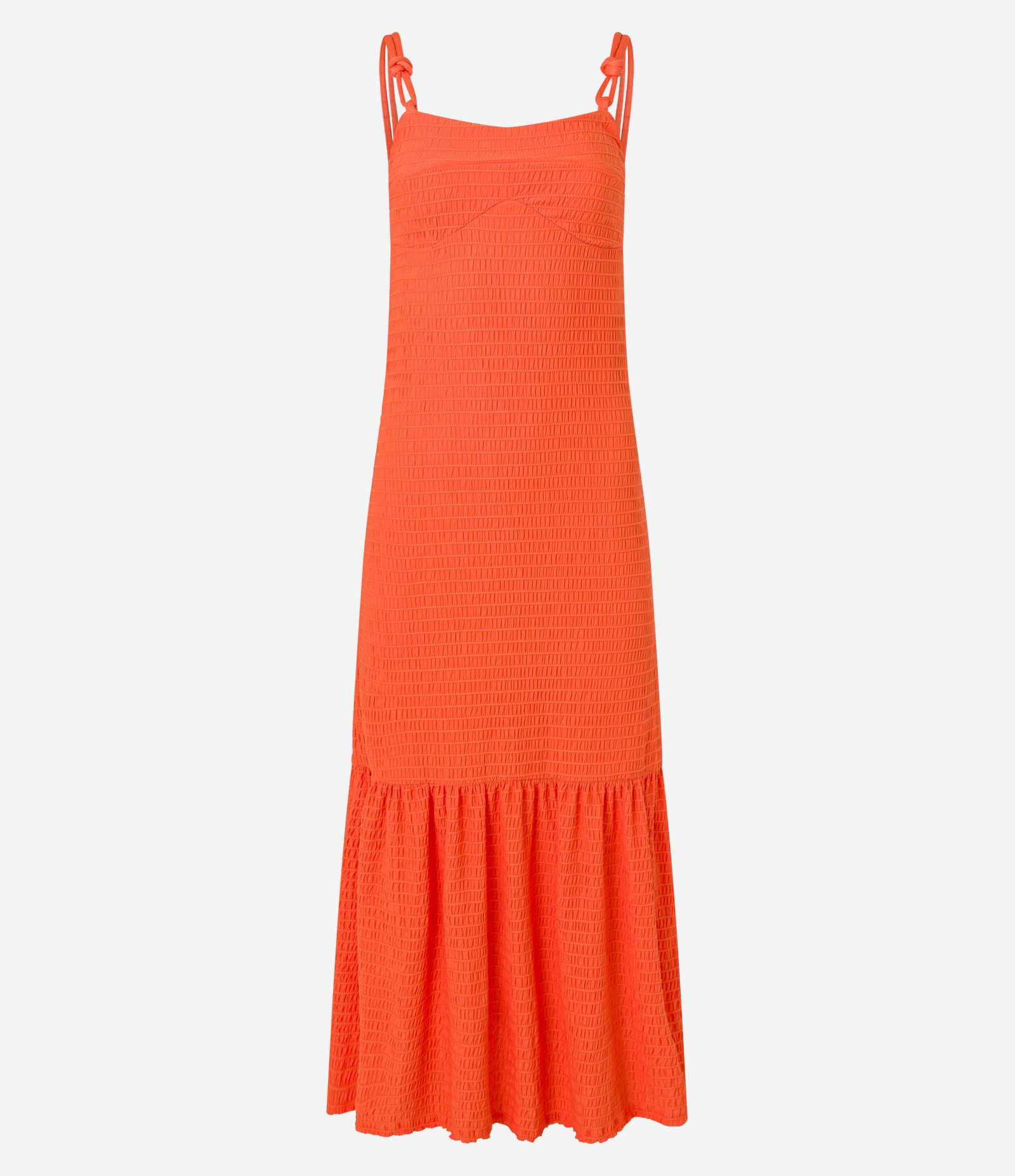 Vestido Evasê Longo em Poliamida Texturizada Laranja 7