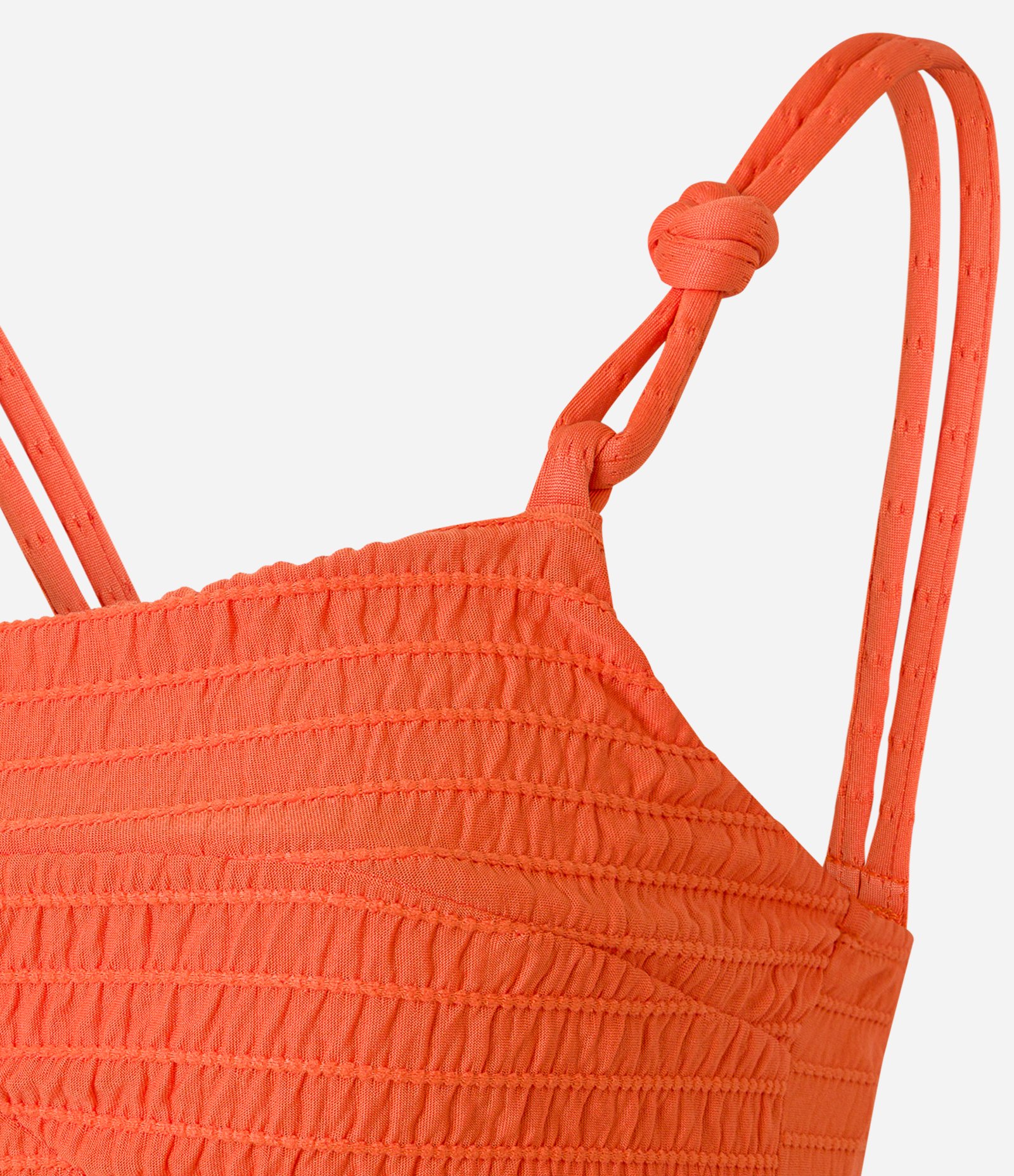 Vestido Evasê Longo em Poliamida Texturizada Laranja 9