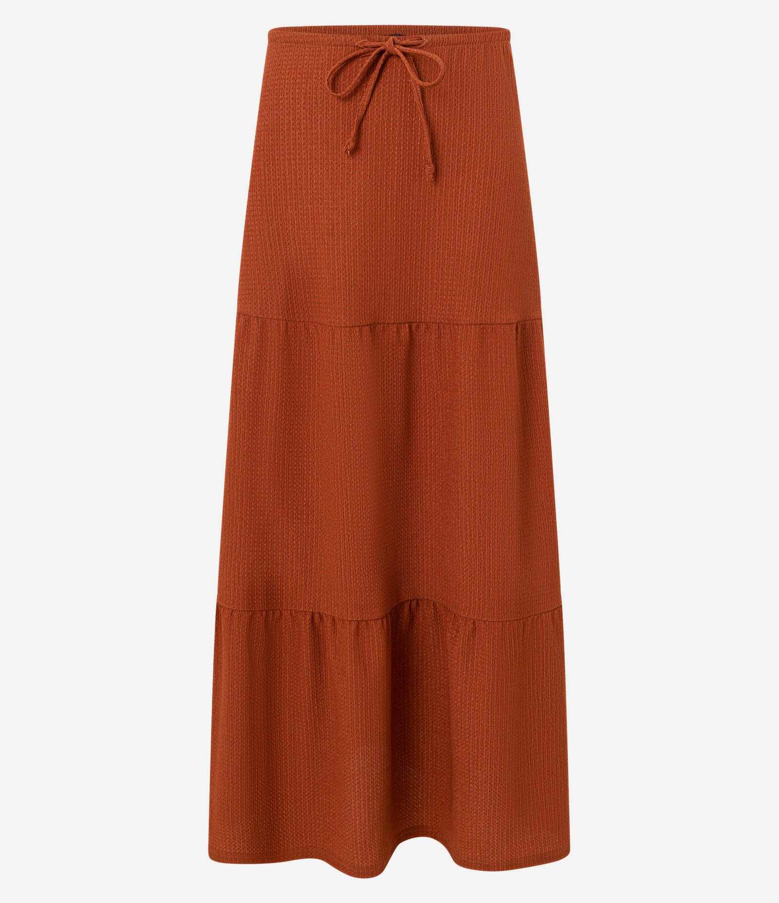Saia Godê Longa Texturizada com Amarração e Recortes Terracota 1