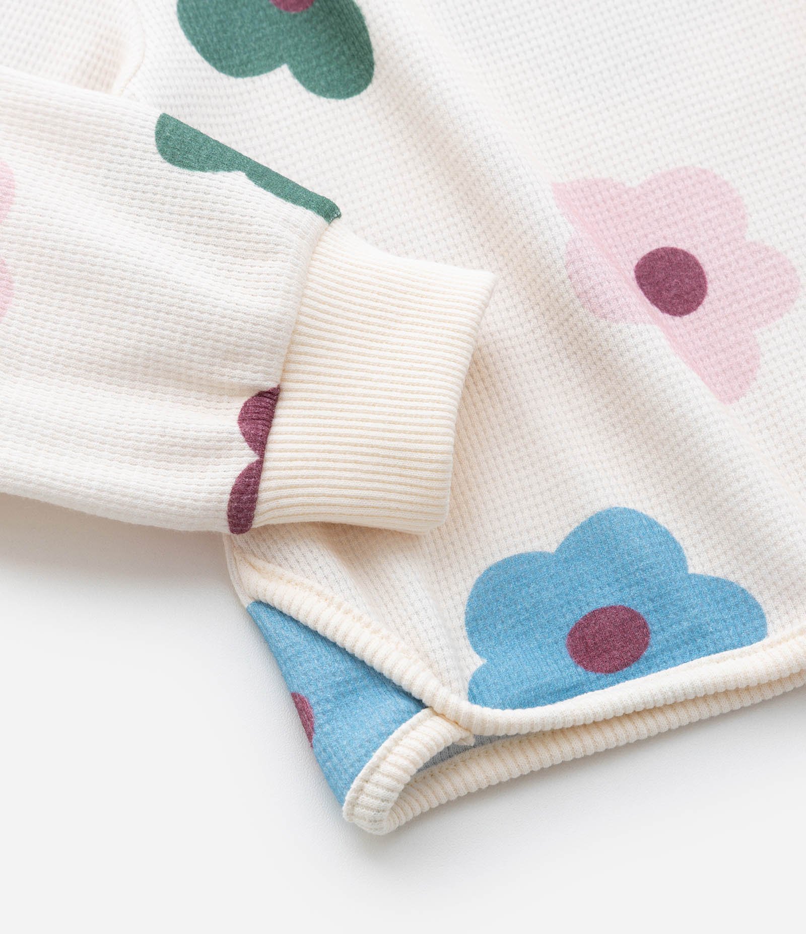 Conjunto Infantil Texturizado Estampa Floral - Tam 1 a 5 Anos Bege 8