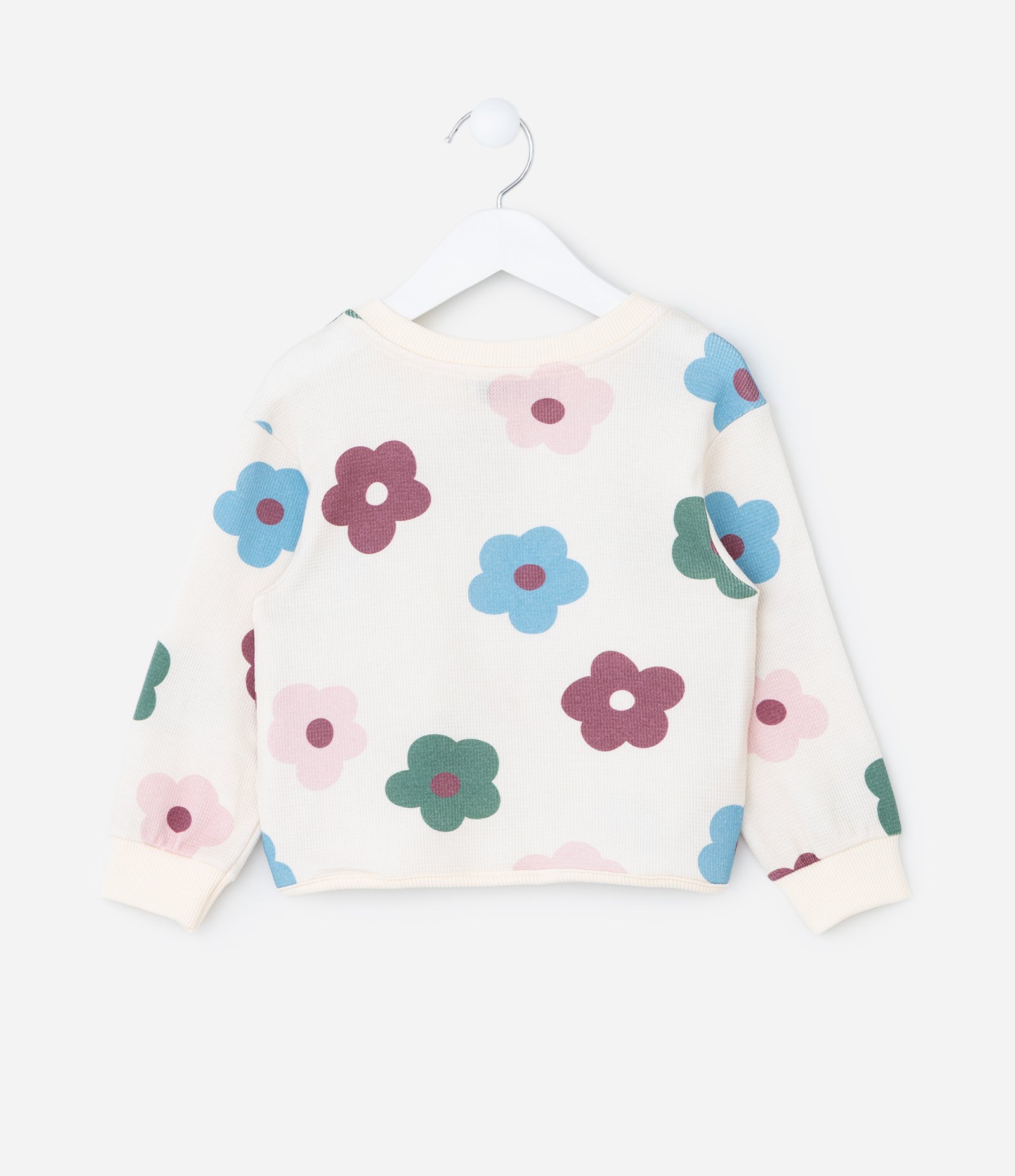 Conjunto Infantil Texturizado Estampa Floral - Tam 1 a 5 Anos Bege 3